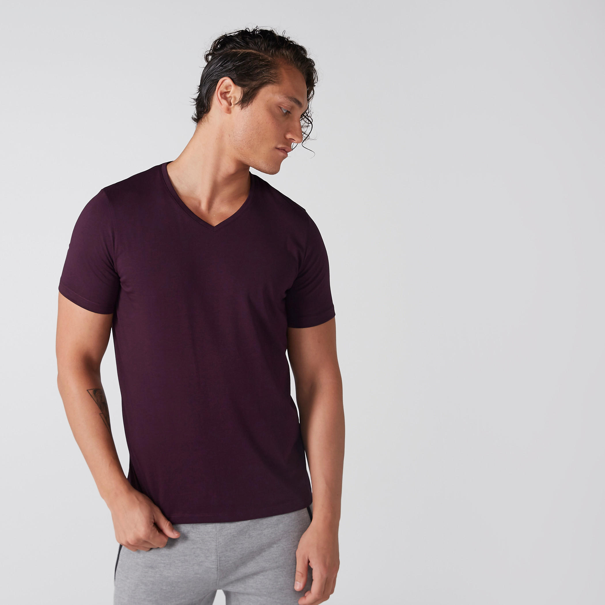تيشيرت بأكمام قصيرة وياقة V-men-clothing-tshirtsandpolos-tshirts-image-1