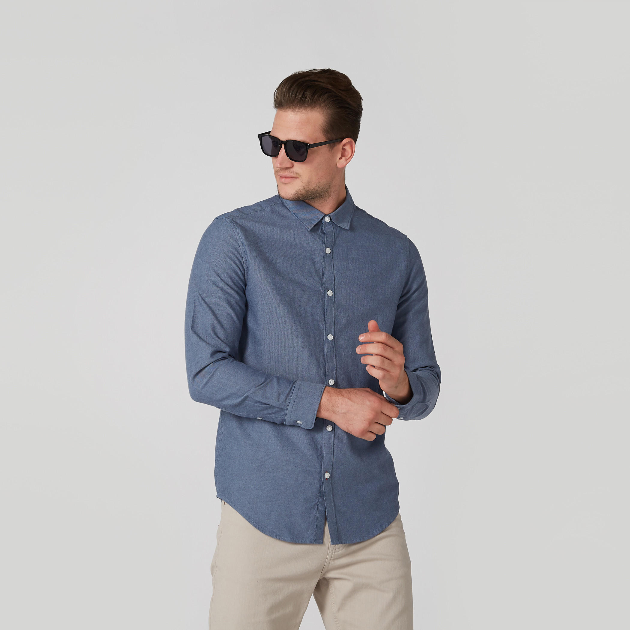 قميص سليم فيت بأكمام طويلة وأزرار-men-clothing-shirts-image-1
