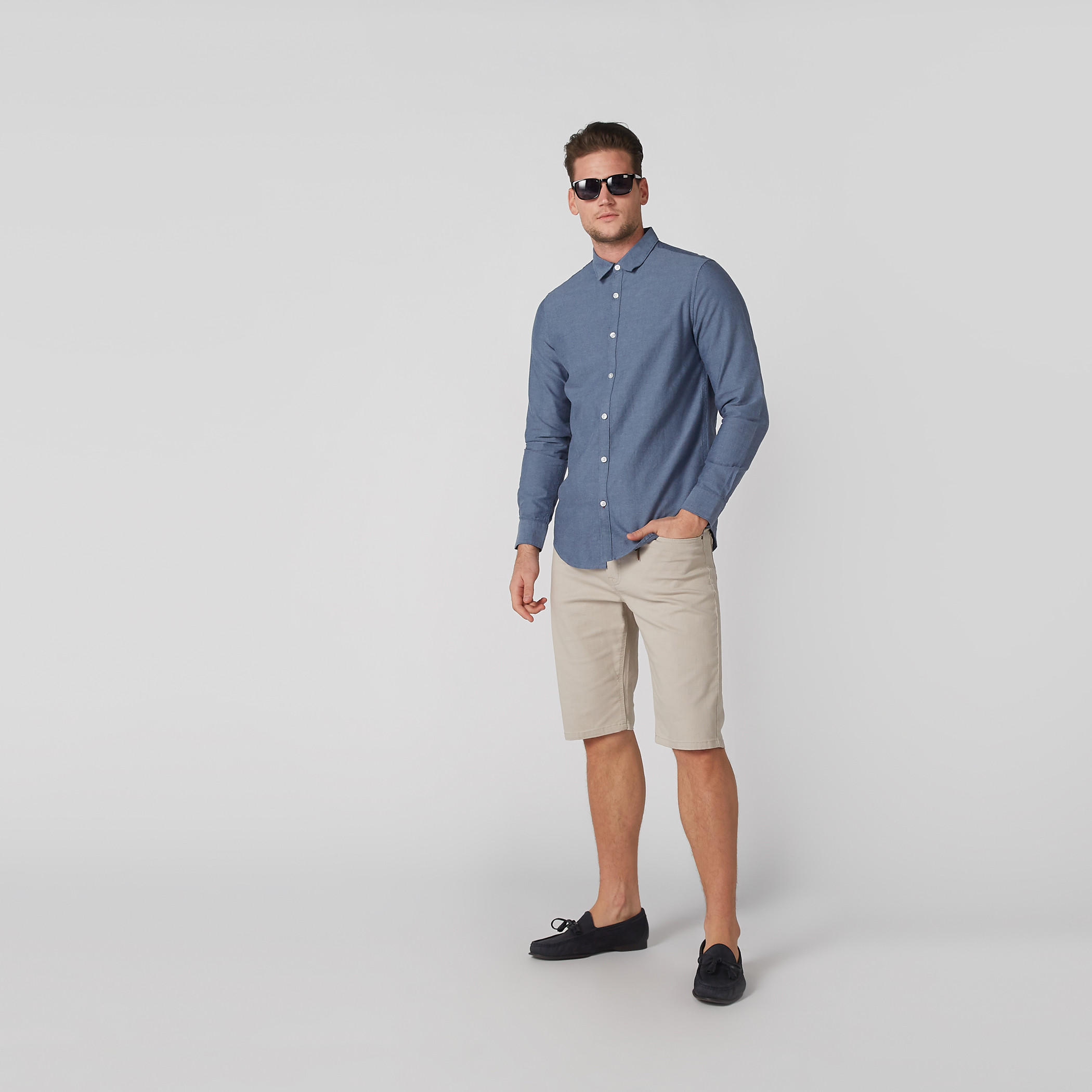 قميص سليم فيت بأكمام طويلة وأزرار-men-clothing-shirts-image-2