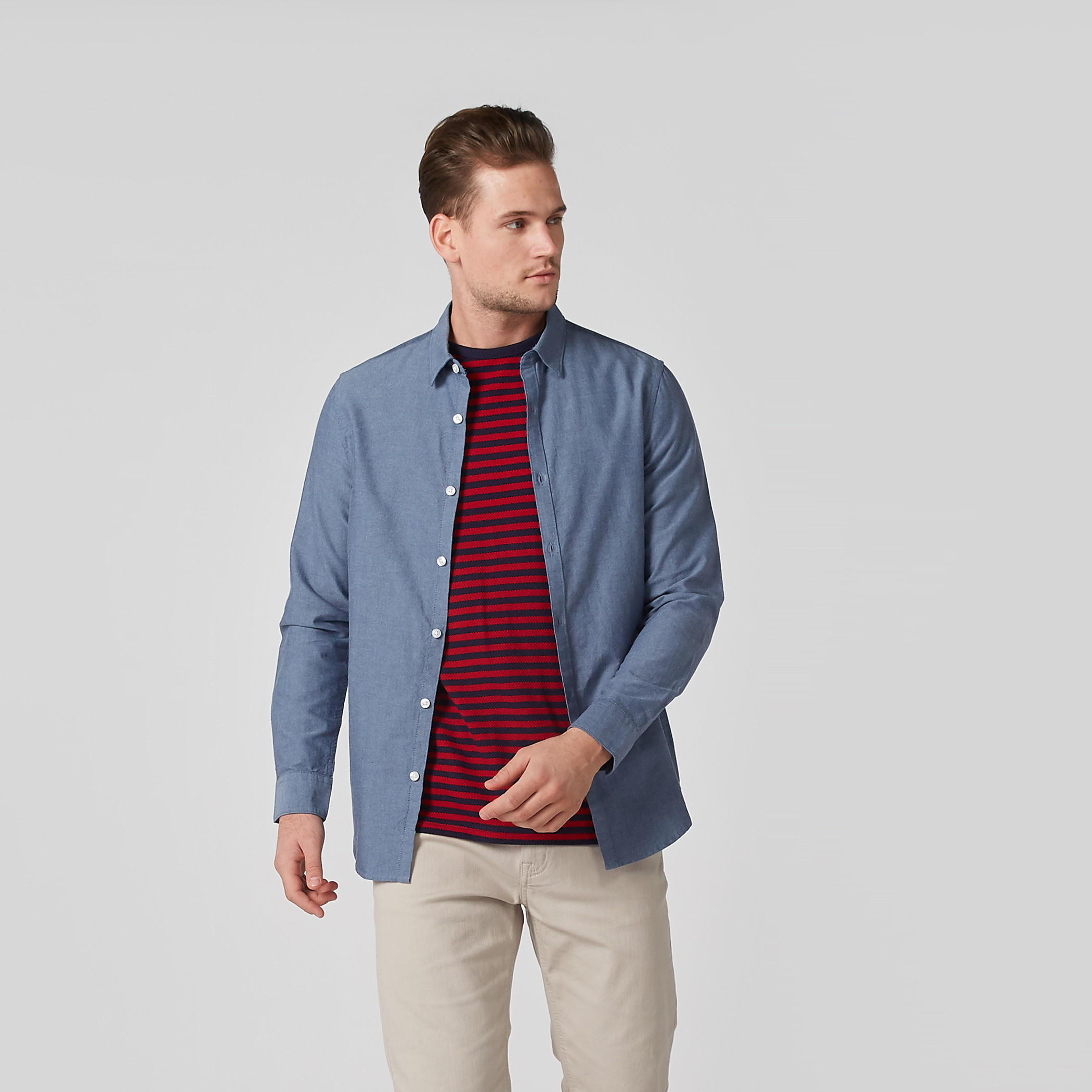 قميص سليم فيت بأكمام طويلة وأزرار-men-clothing-shirts-image-3