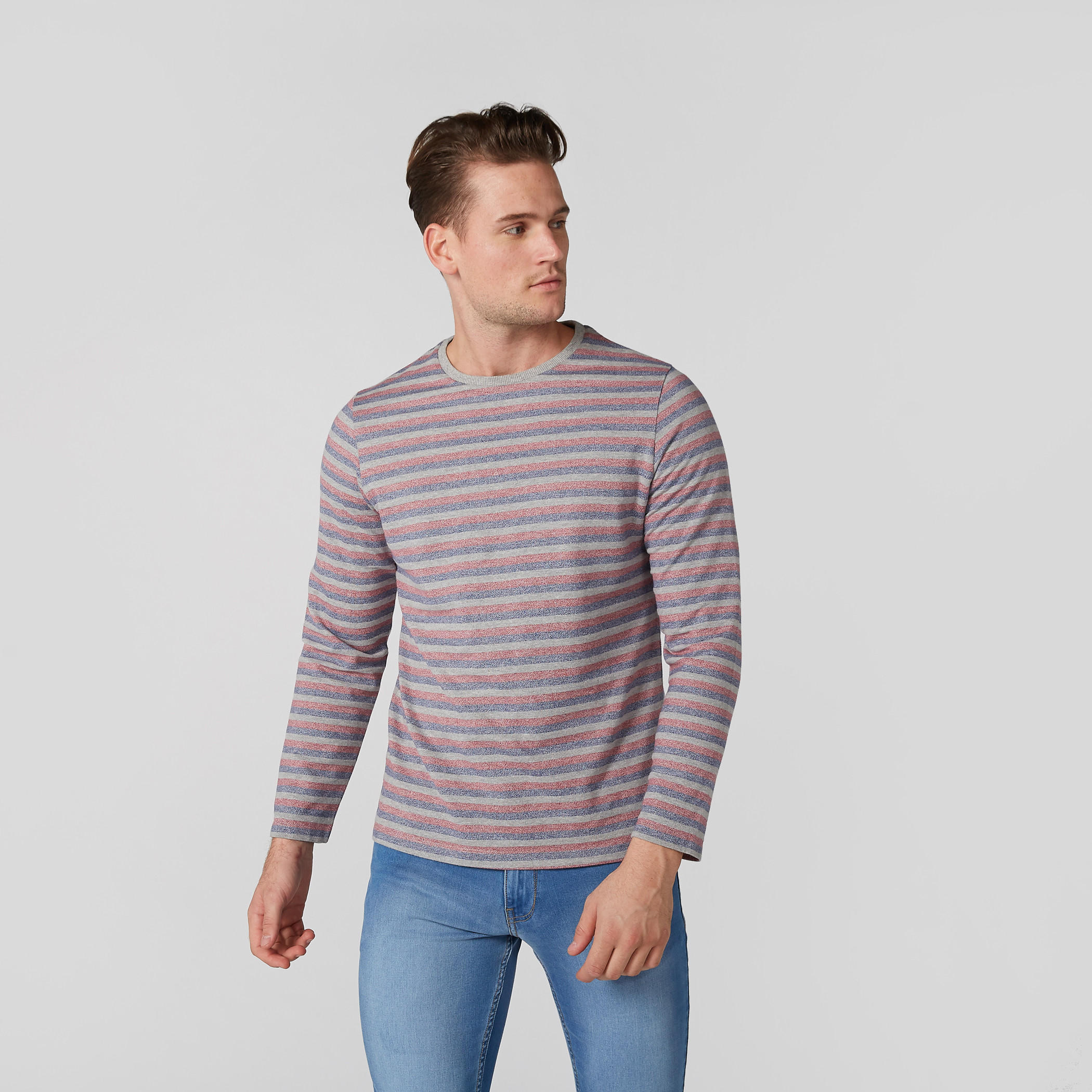 تيشيرت مقلم بياقة مستديرة وأكمام طويلة-men-clothing-tshirtsandpolos-tshirts-image-3