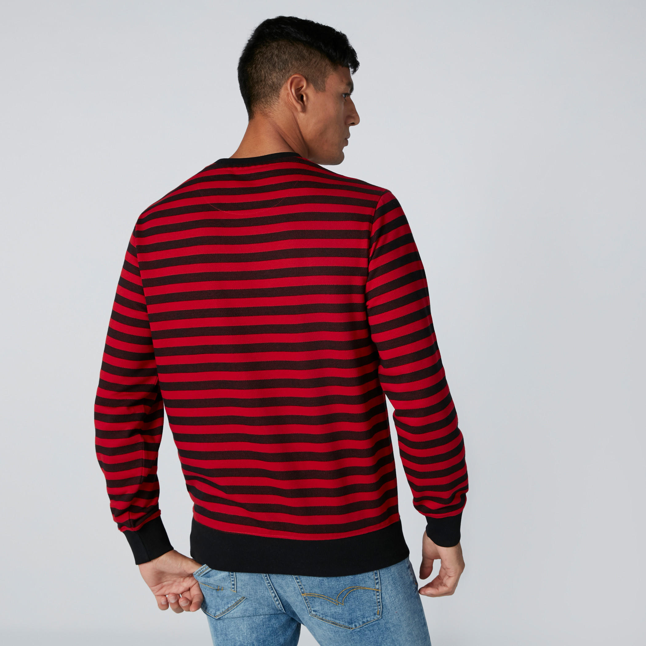 Striped Sweatshirt with Crew Neck and Long Sleeves-men-winterwear-hoodiesandsweatshirts-image-2