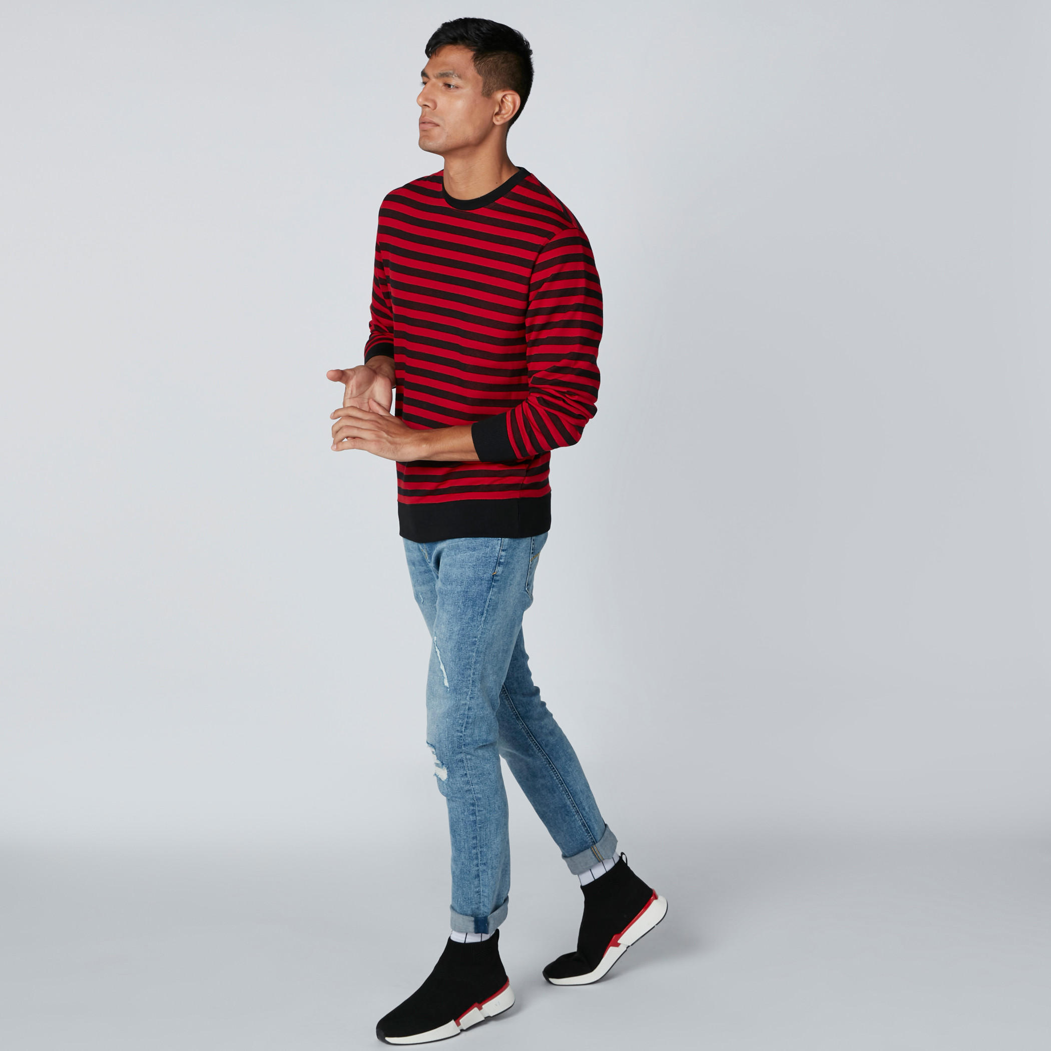 Striped Sweatshirt with Crew Neck and Long Sleeves-men-winterwear-hoodiesandsweatshirts-image-3