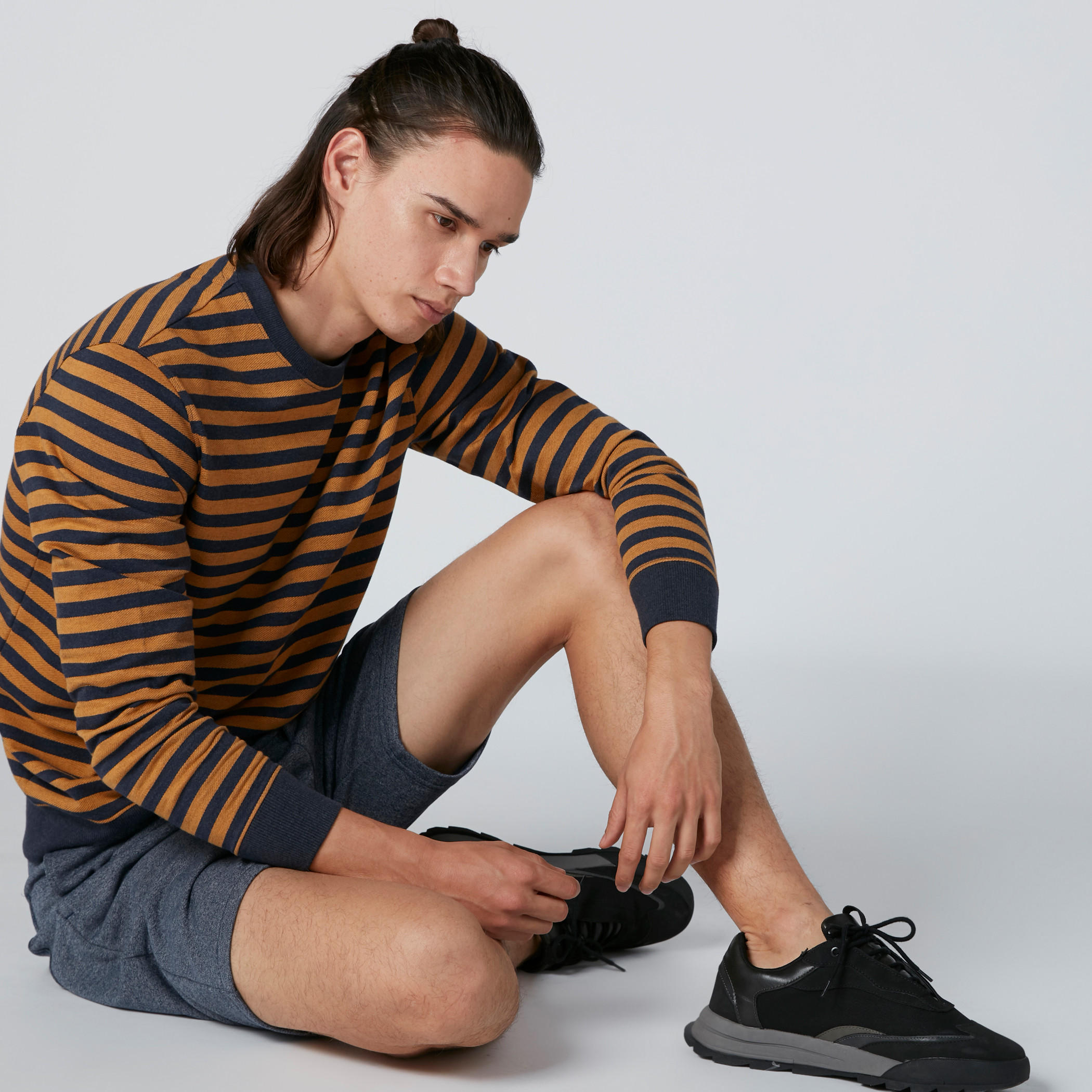 Striped Sweatshirt with Round Neck-men-winterwear-hoodiesandsweatshirts-image-2