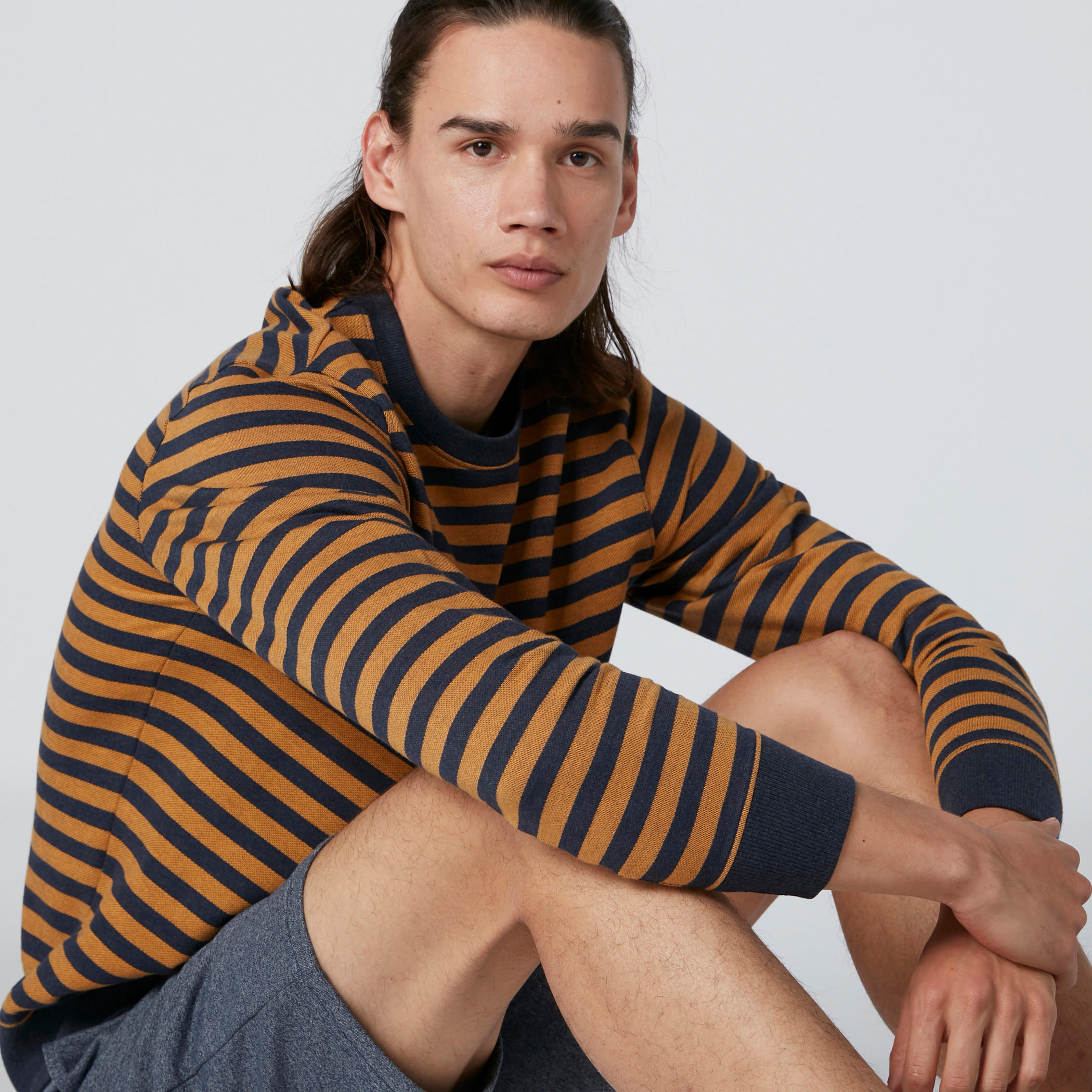 Striped Sweatshirt with Round Neck-men-winterwear-hoodiesandsweatshirts-image-4