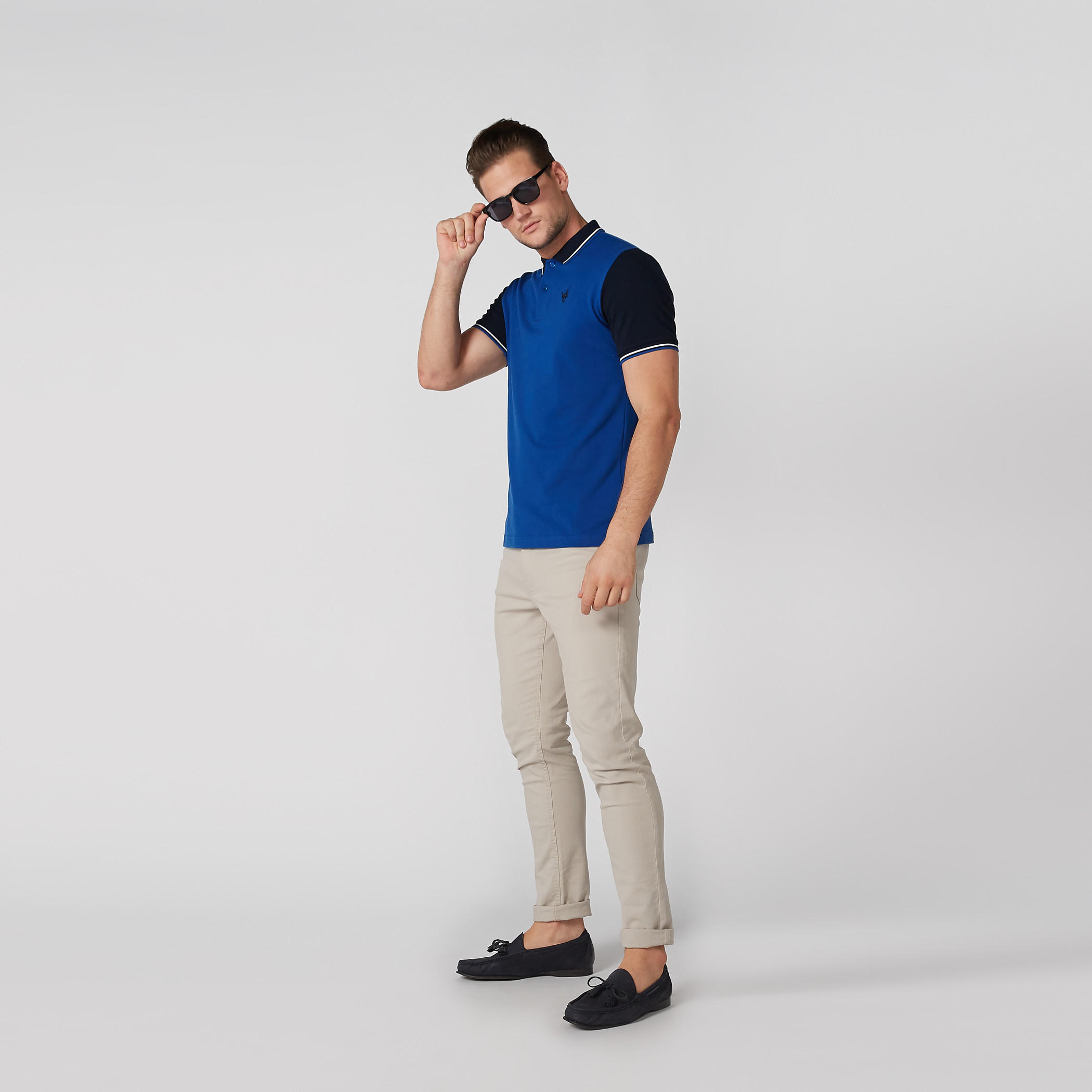 Polo Neck T-Shirt with Short Sleeves and Tipping Detail-men-clothing-tshirtsandpolos-polos-image-1