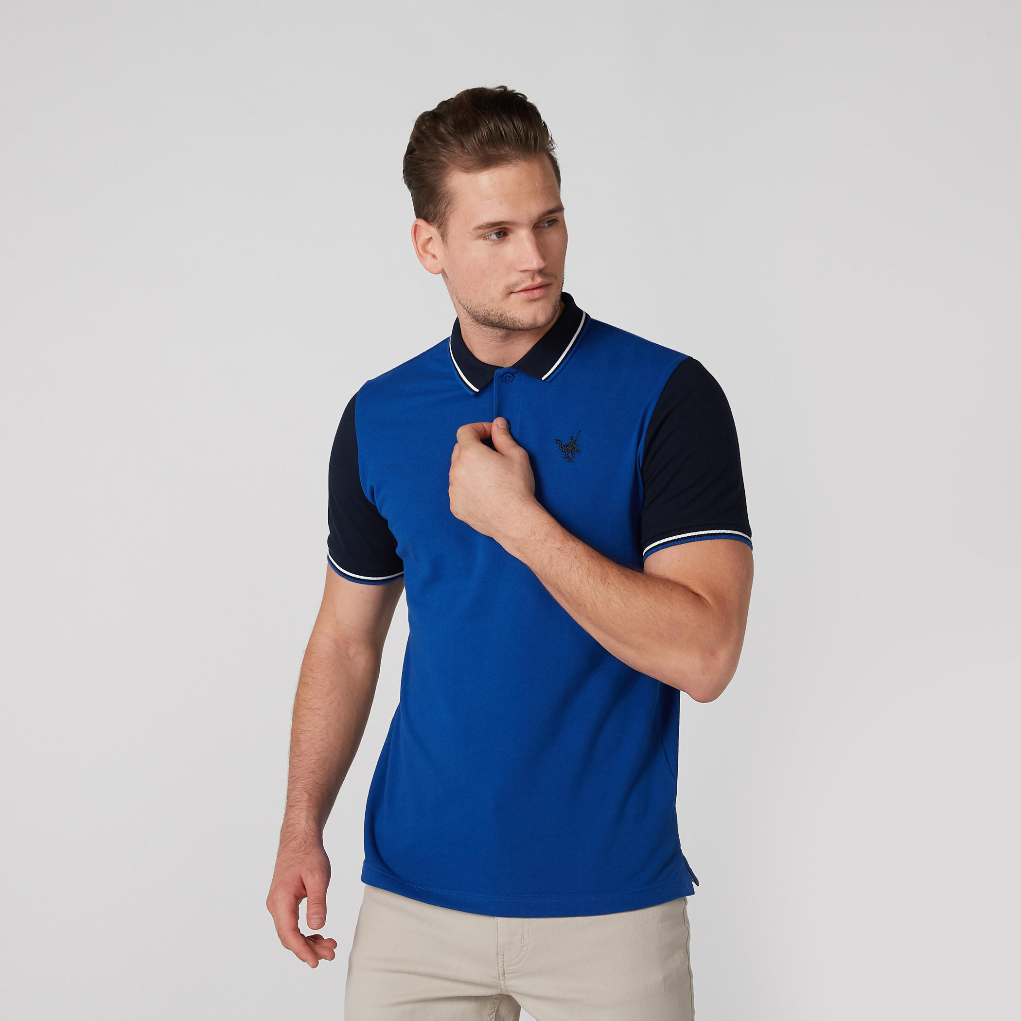 Polo Neck T-Shirt with Short Sleeves and Tipping Detail-men-clothing-tshirtsandpolos-polos-image-2
