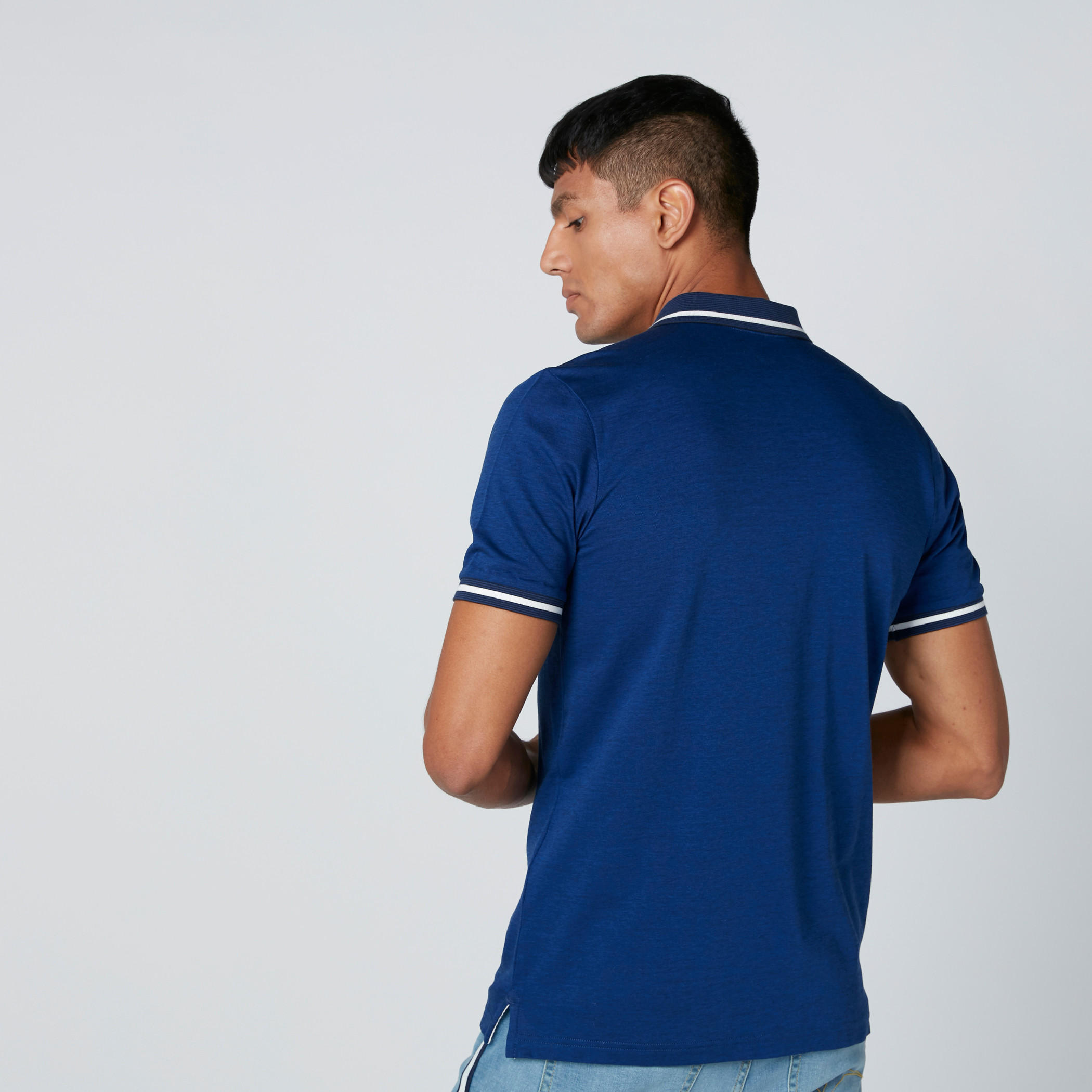 Polo Neck T-Shirt with Short Sleeves and Piping Detail-men-clothing-tshirtsandpolos-polos-image-2