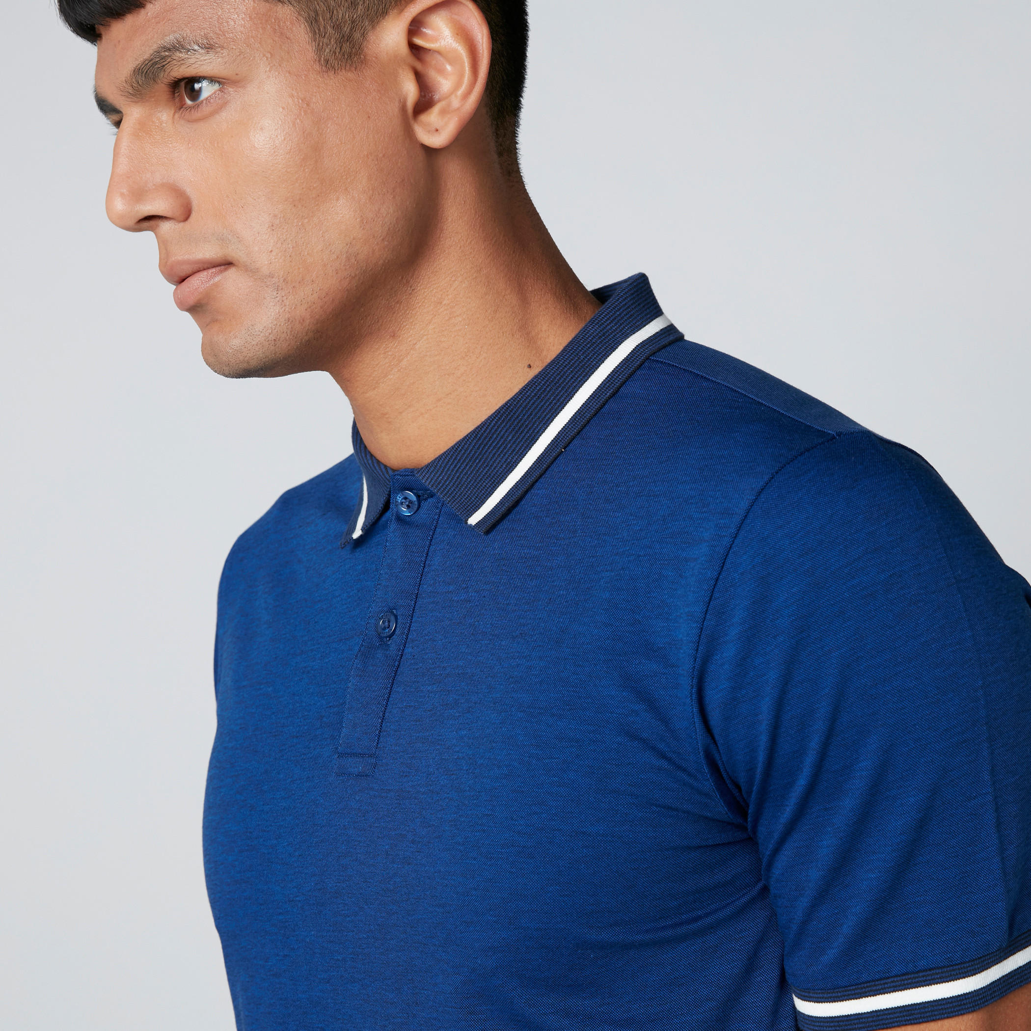 Polo Neck T-Shirt with Short Sleeves and Piping Detail-men-clothing-tshirtsandpolos-polos-image-4