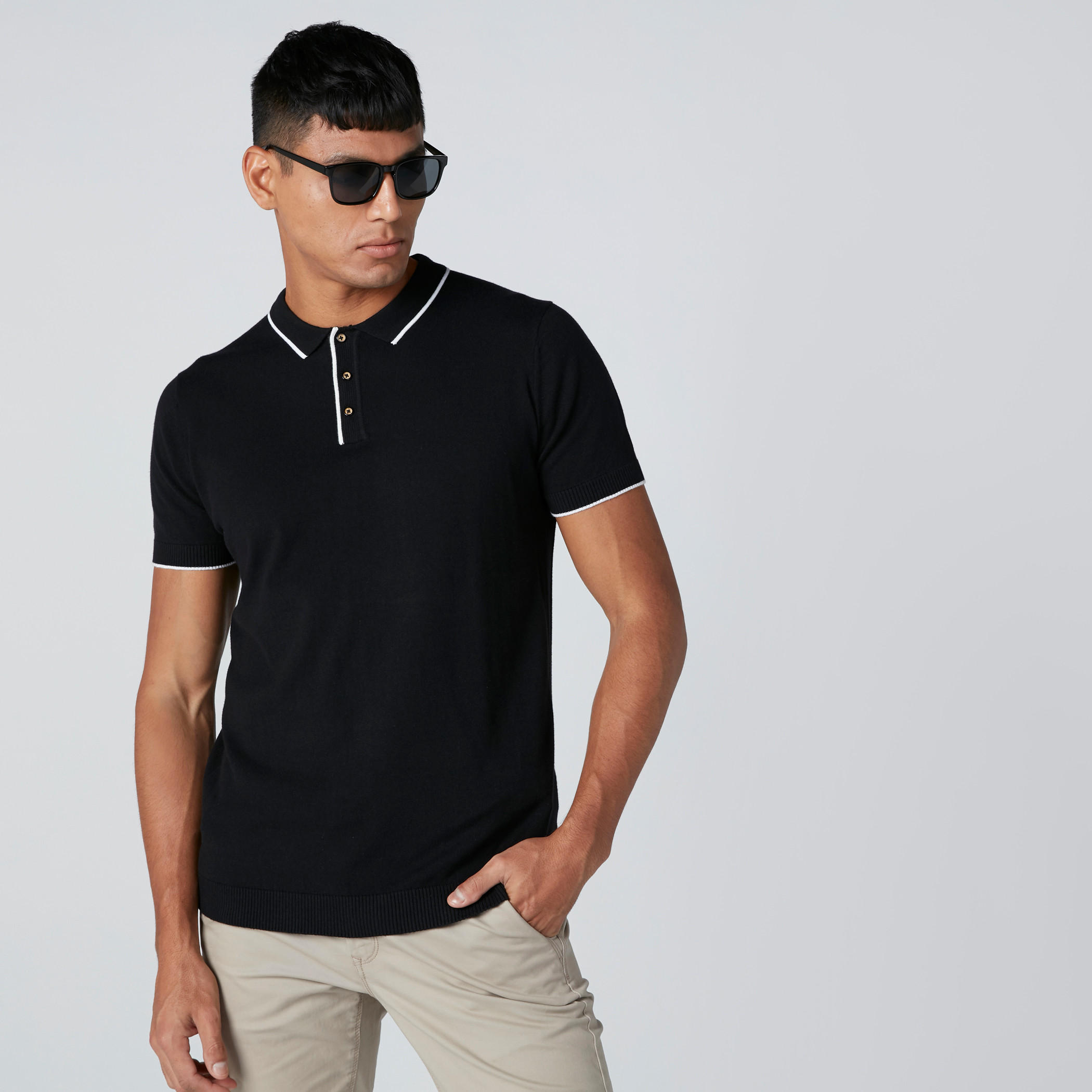 Polo Neck T-Shirt with Short Sleeves-men-clothing-tshirtsandpolos-polos-image-1