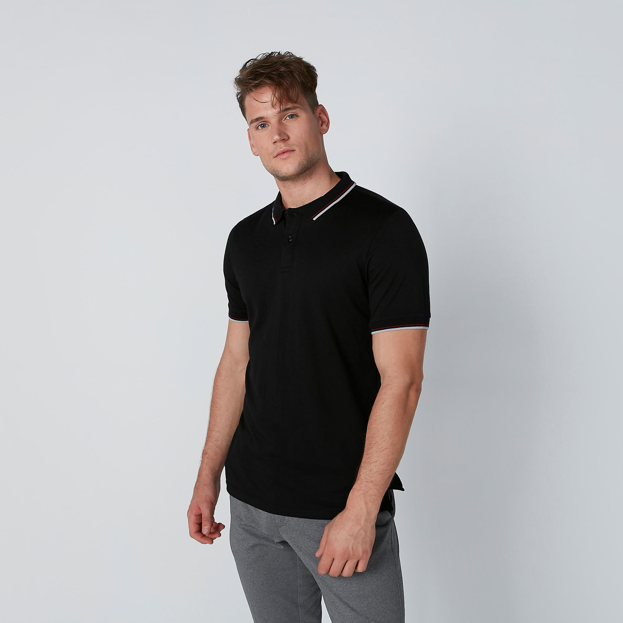 تيشيرت بياقة بولو بأكمام طويلة ومطابق سليم فيت-men-clothing-tshirtsandpolos-polos-image-1