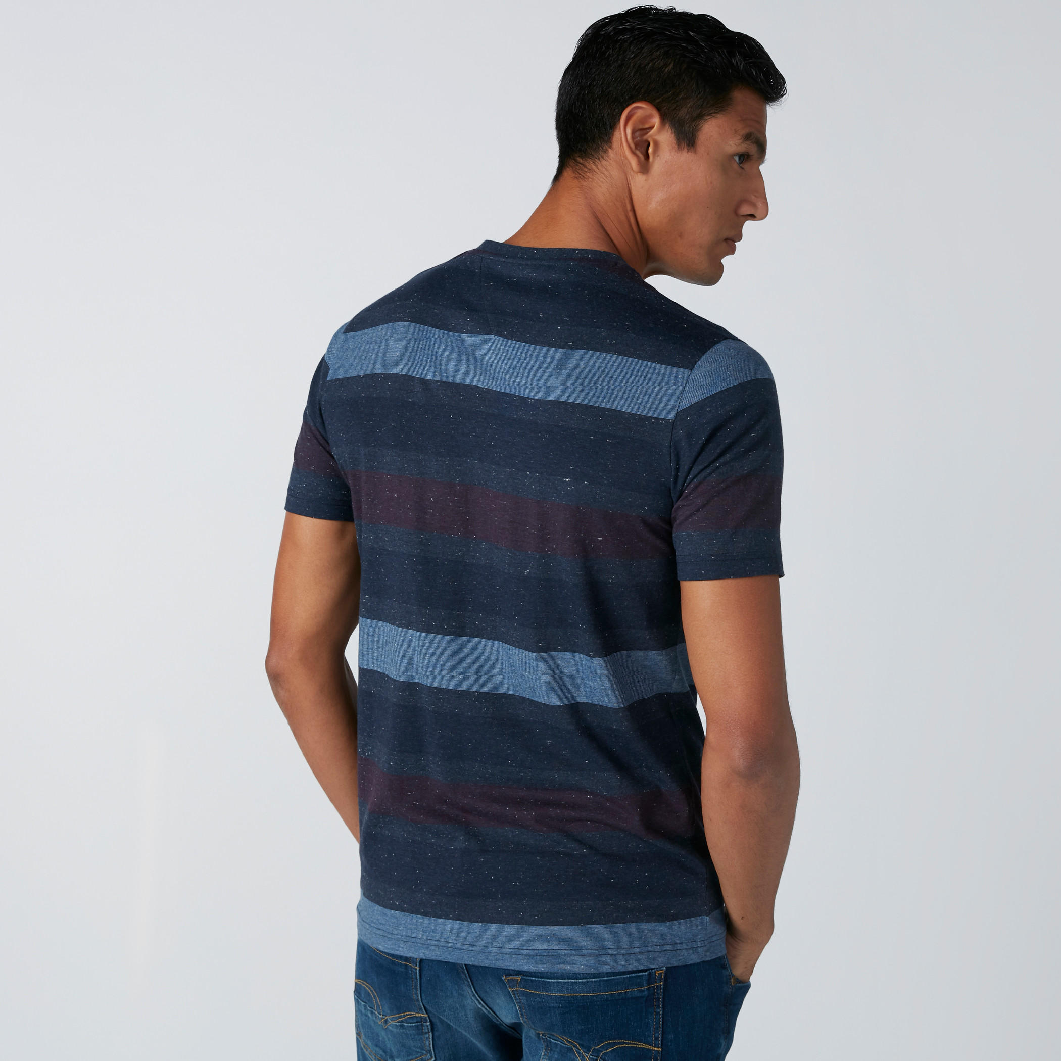 Striped T-Shirt with V-Neck and Short Sleeves-men-clothing-tshirtsandpolos-tshirts-image-2