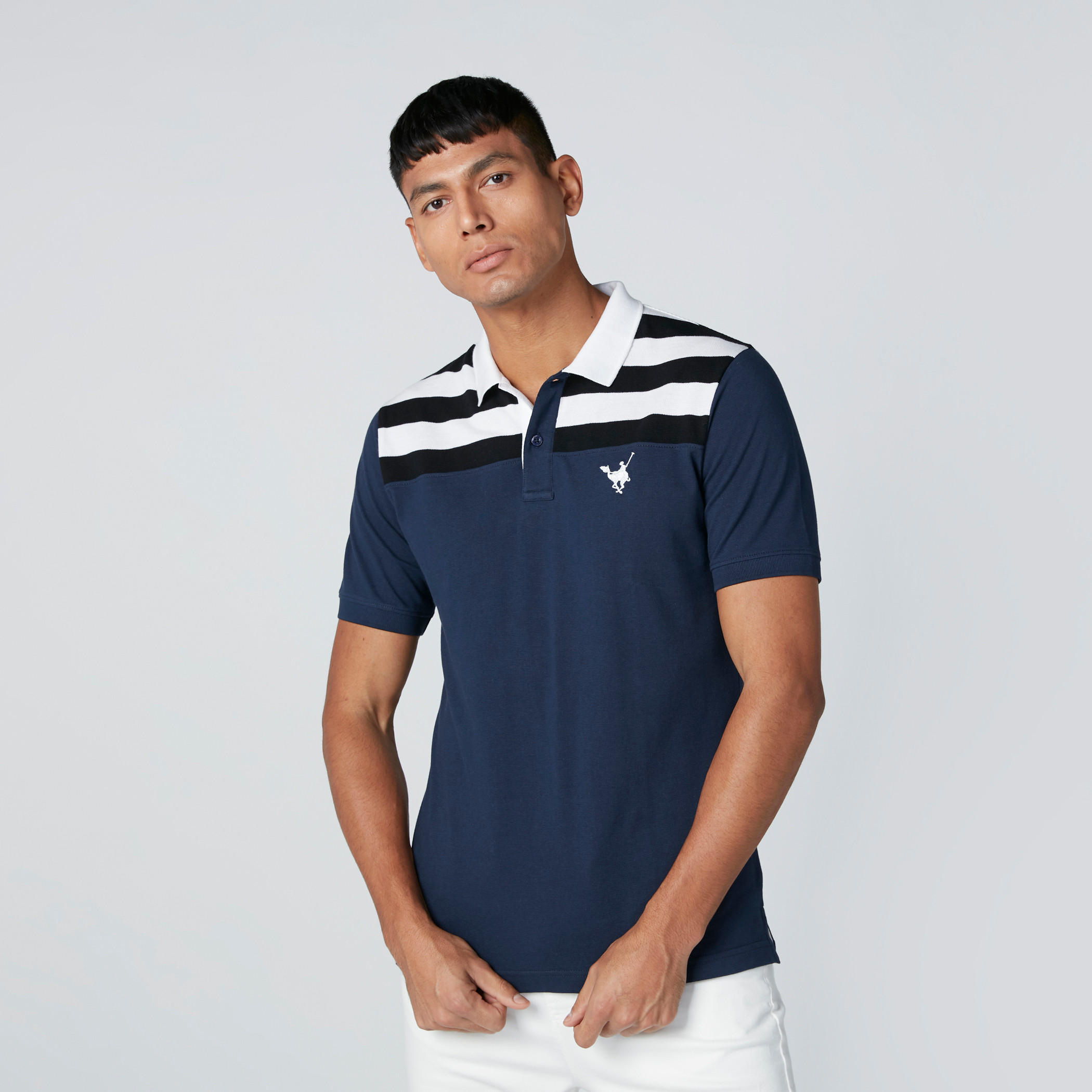 تيشيرت سليم فيت مقلّم بياقة بولو-men-clothing-tshirtsandpolos-polos-image-1