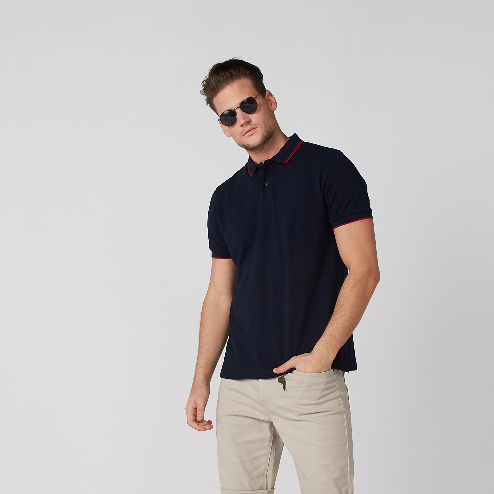 تيشيرت بياقة بولو وأكمام قصيرة ودرزات-men-clothing-tshirtsandpolos-polos-image-1