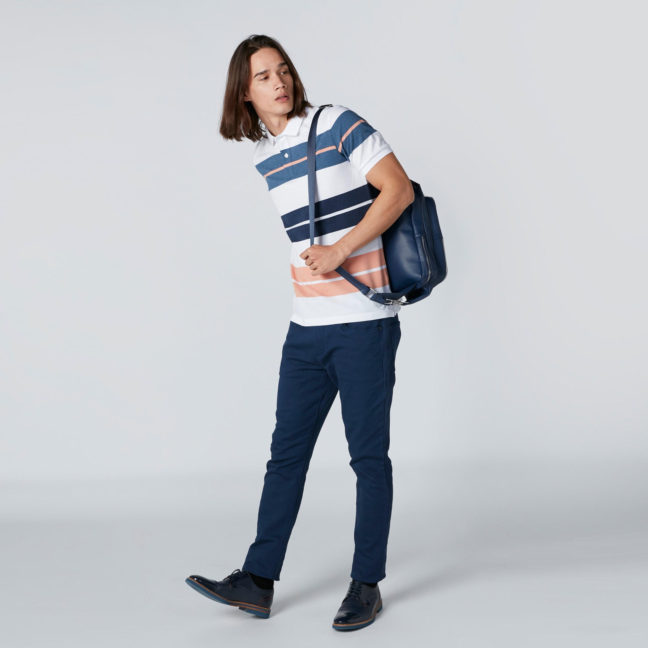 تيشيرت مقلّم بياقة بولو وأكمام قصيرة-men-clothing-tshirtsandpolos-polos-image-1