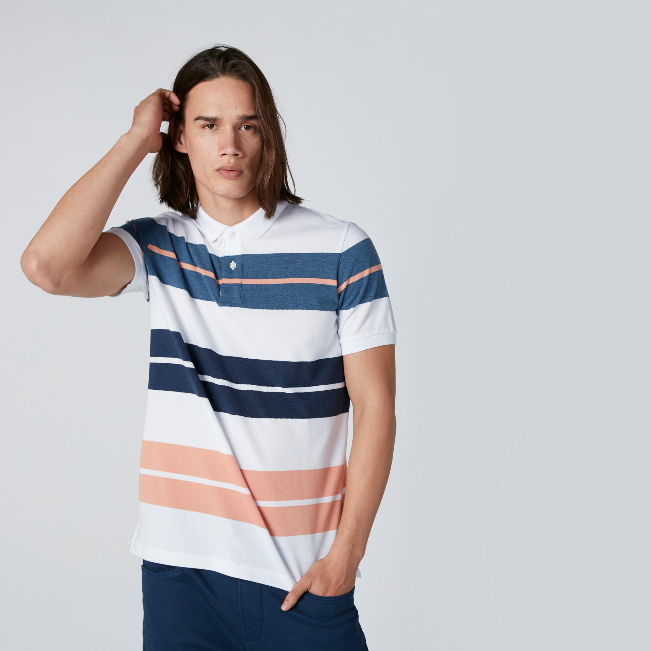 تيشيرت مقلّم بياقة بولو وأكمام قصيرة-men-clothing-tshirtsandpolos-polos-image-3
