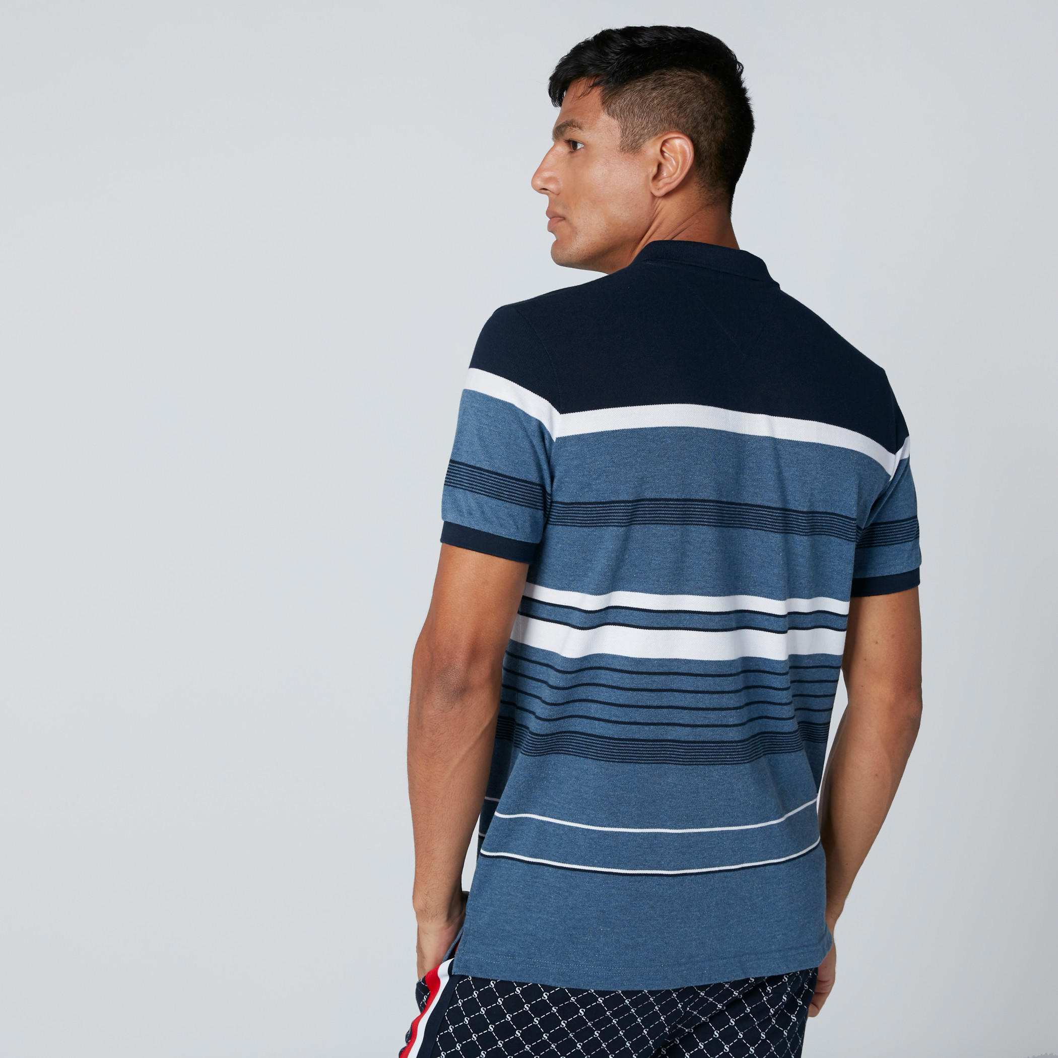 Striped Polo Neck T-Shirt with Short Sleeves-men-clothing-tshirtsandpolos-polos-image-2