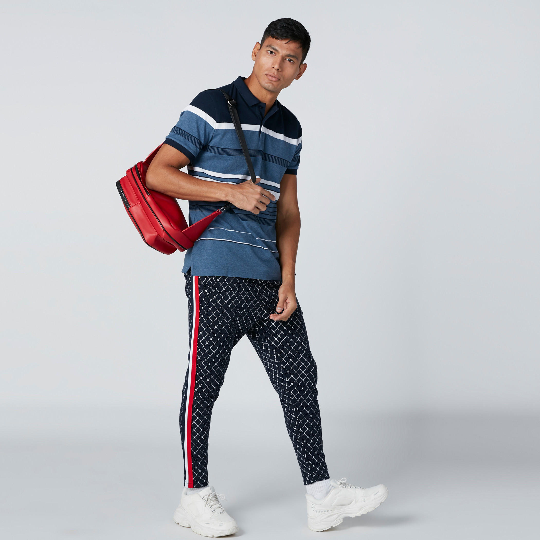 Striped Polo Neck T-Shirt with Short Sleeves-men-clothing-tshirtsandpolos-polos-image-3