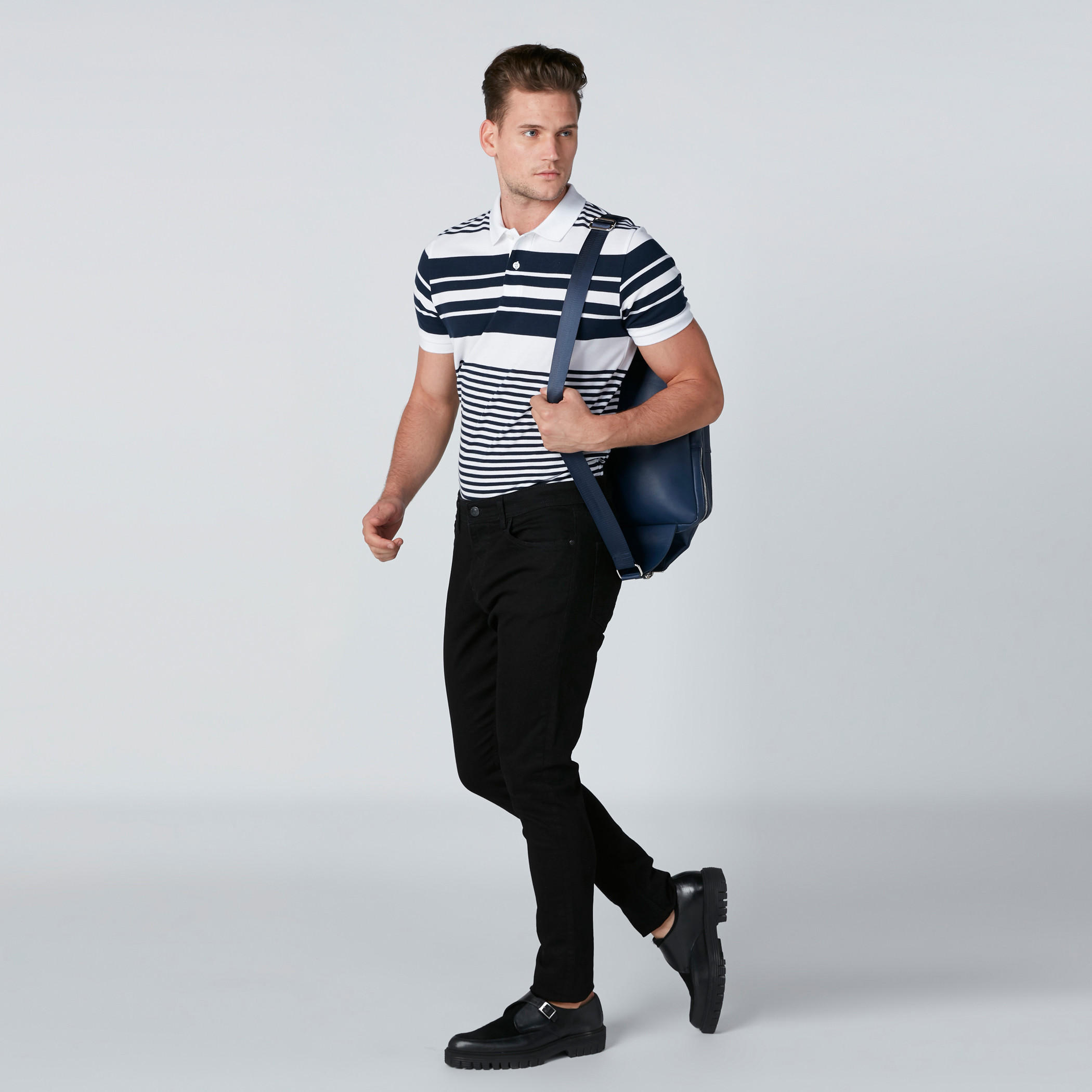 تيشيرت مقلّم بياقة بولو وأكمام قصيرة-men-clothing-tshirtsandpolos-polos-image-1