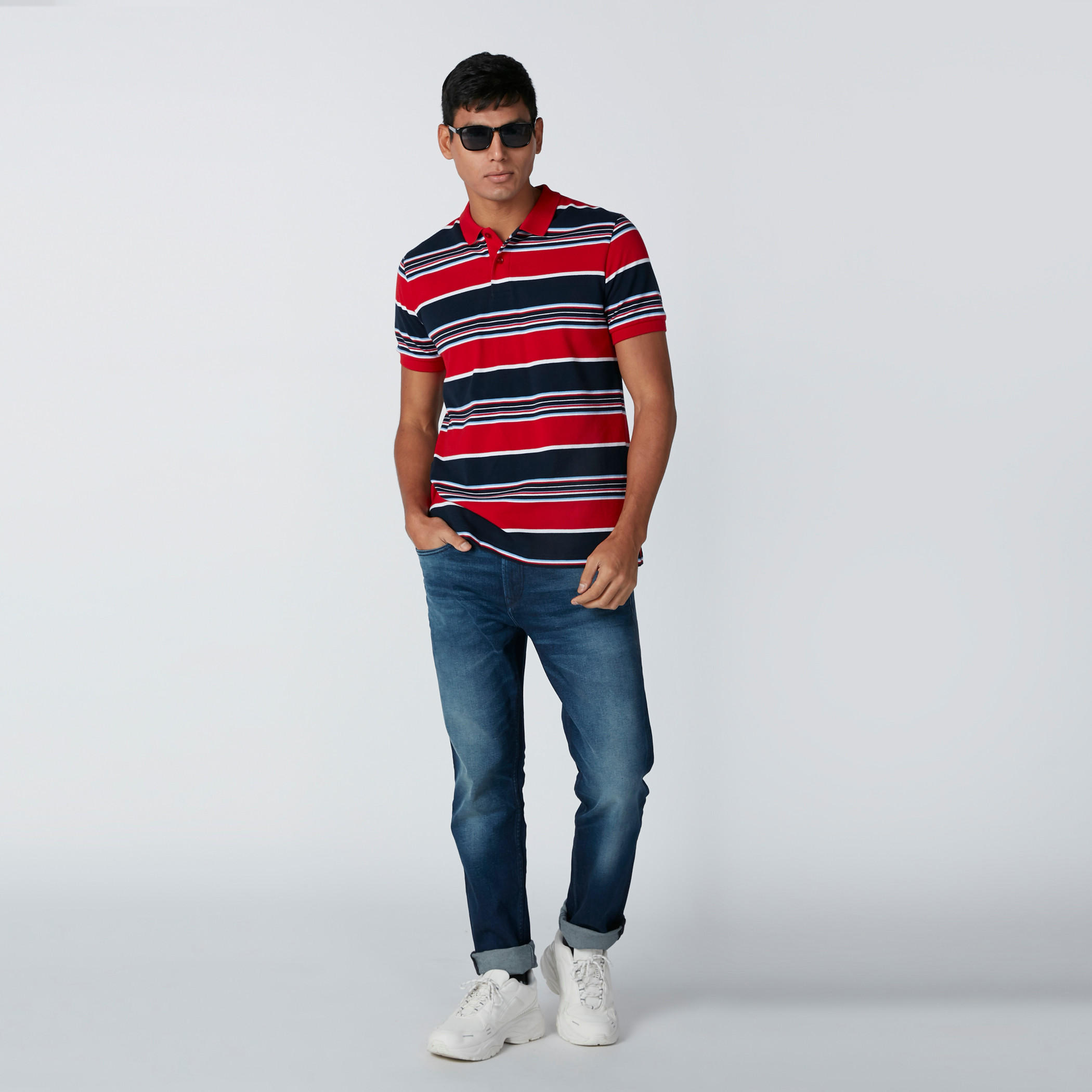 تيشيرت مخطط بياقة بولو وأكمام قصيرة-men-clothing-tshirtsandpolos-polos-image-1