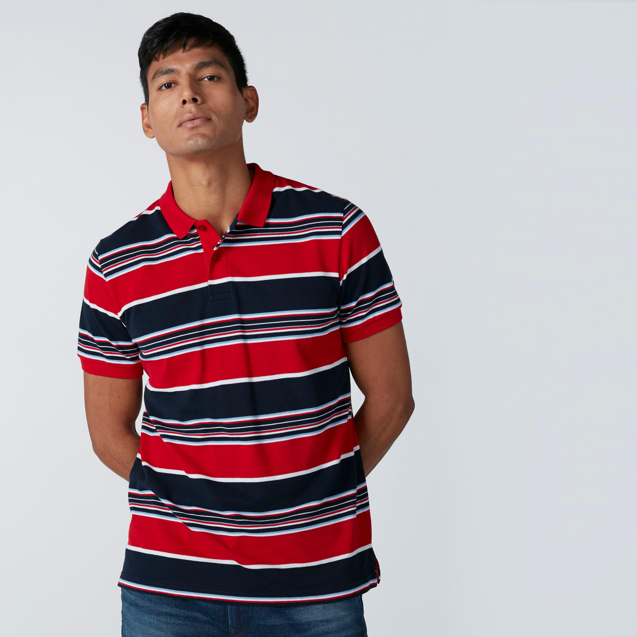 تيشيرت مخطط بياقة بولو وأكمام قصيرة-men-clothing-tshirtsandpolos-polos-image-3