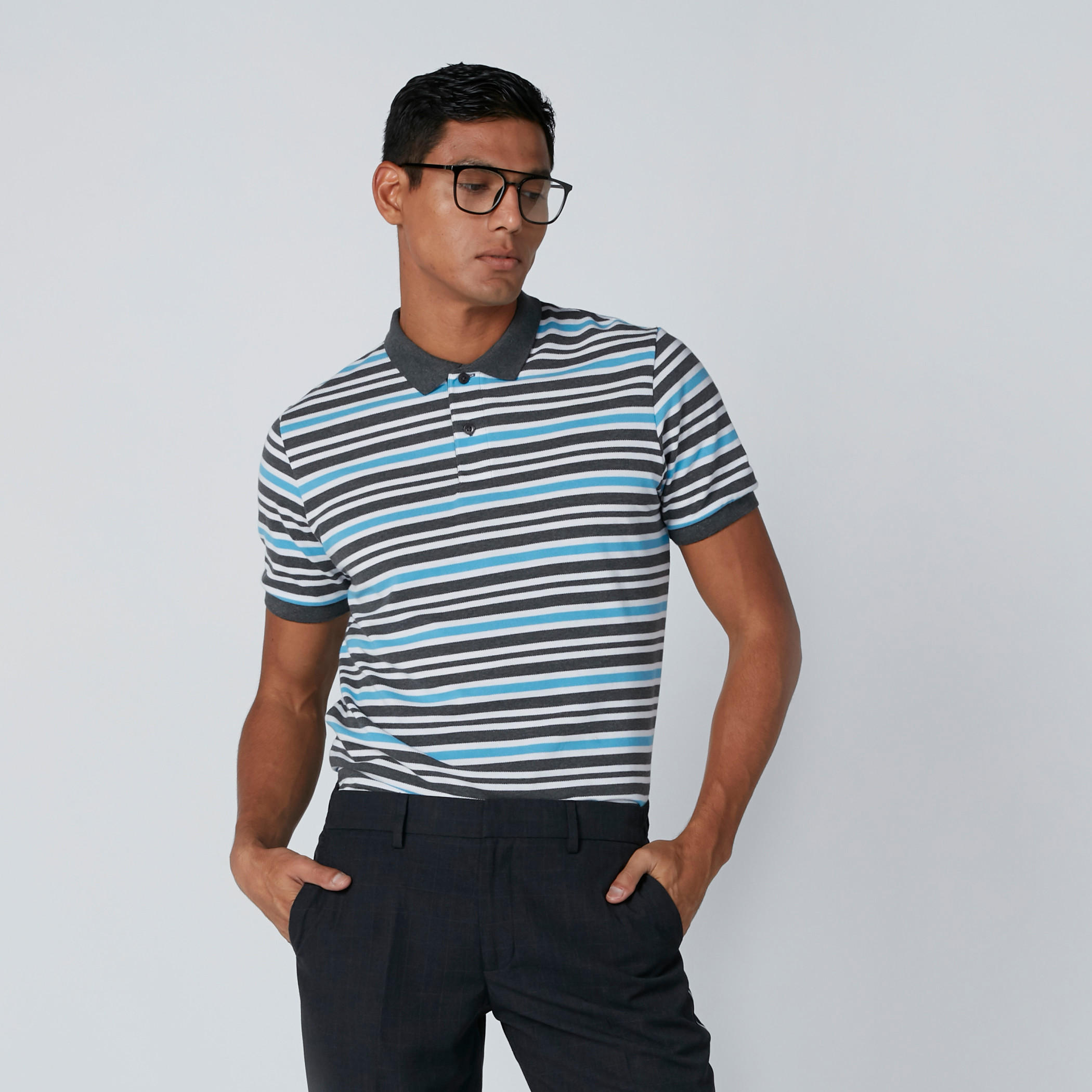 تيشيرت مقلّم بياقة بولو وأكمام قصيرة-men-clothing-tshirtsandpolos-polos-image-1