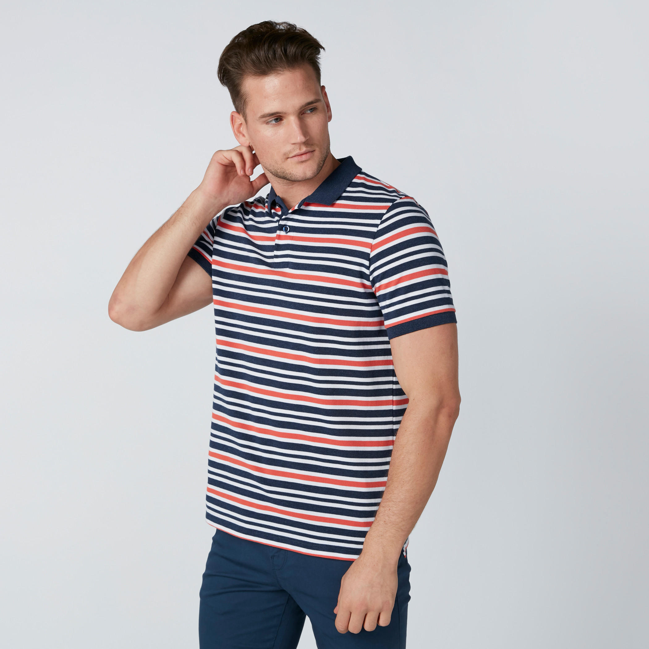 تيشيرت مقلّم بياقة بولو وأكمام قصيرة-men-clothing-tshirtsandpolos-polos-image-1
