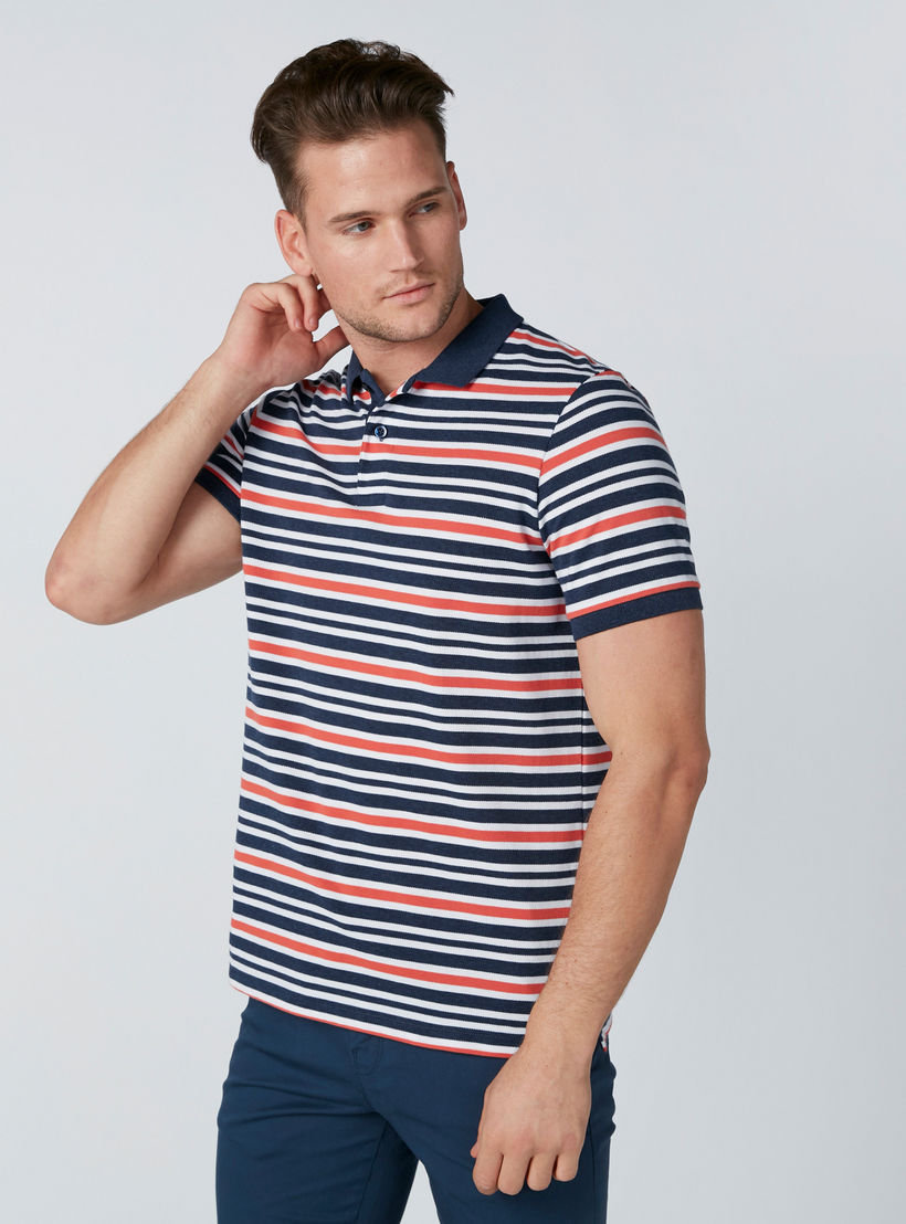 تيشيرت مقلّم بياقة بولو وأكمام قصيرة-men-clothing-tshirtsandpolos-polos-image-1