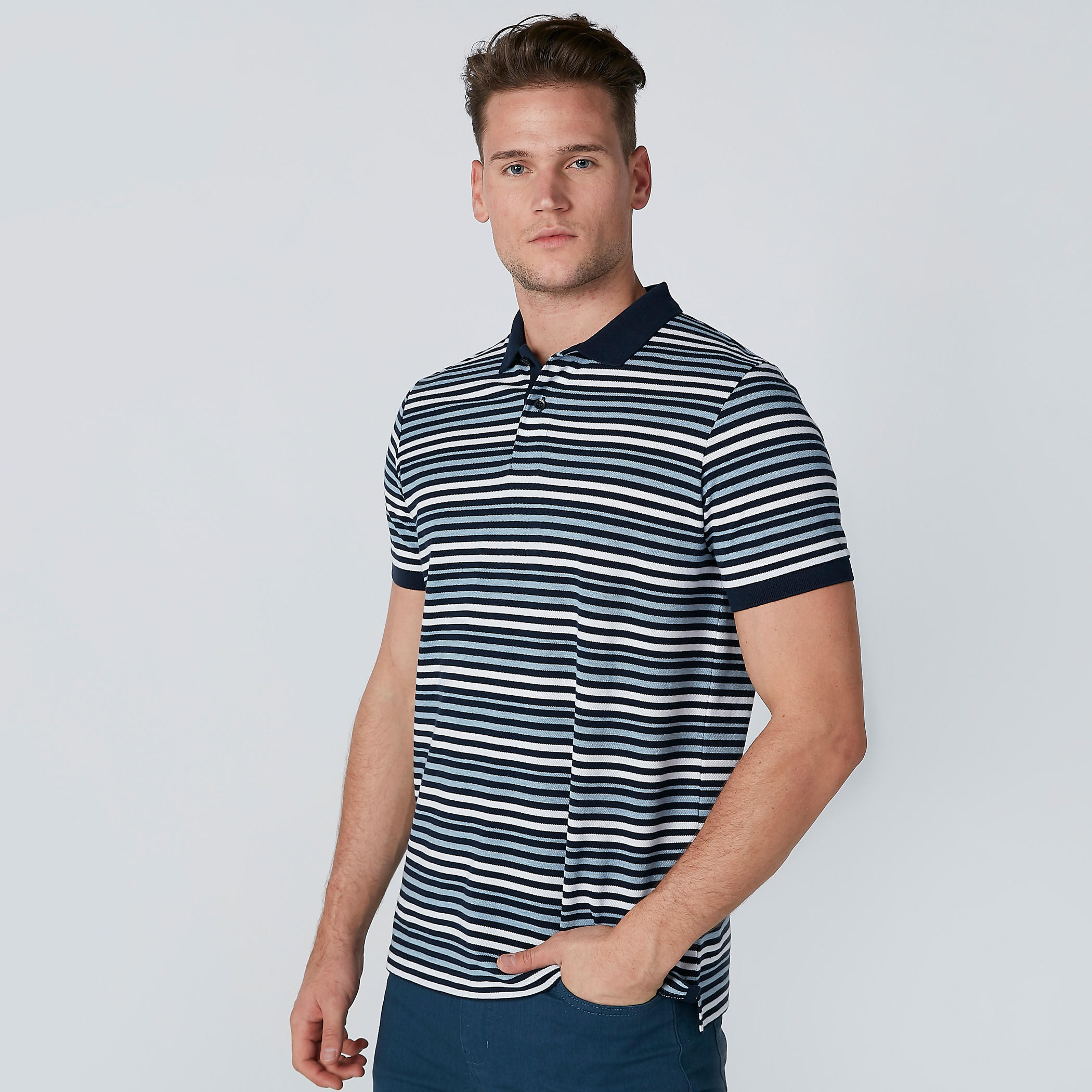 تيشيرت مقلّم بياقة بولو وأكمام قصيرة-men-clothing-tshirtsandpolos-polos-image-3