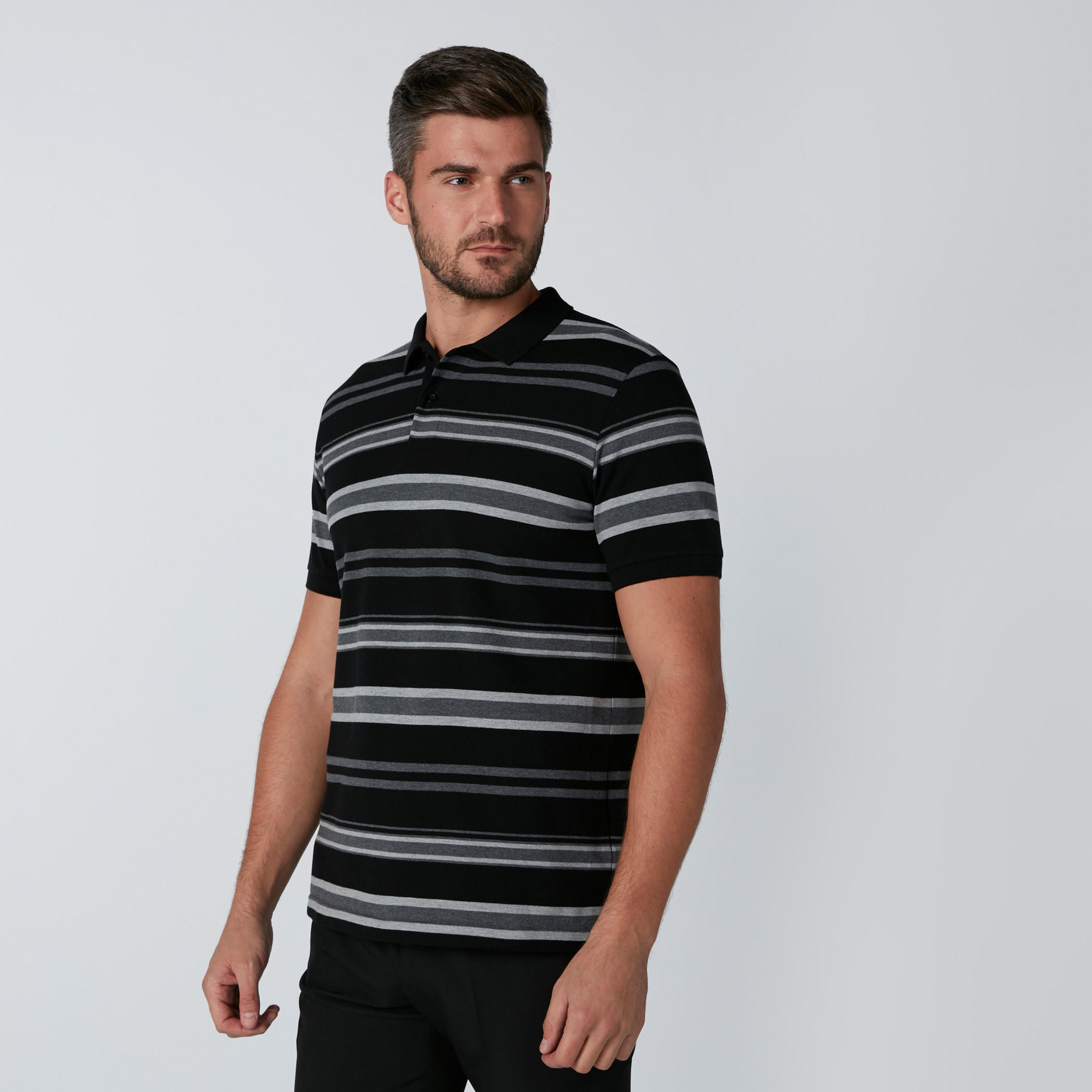 تيشيرت مقلّم بياقة بولو وأكمام قصيرة-men-clothing-tshirtsandpolos-polos-image-1