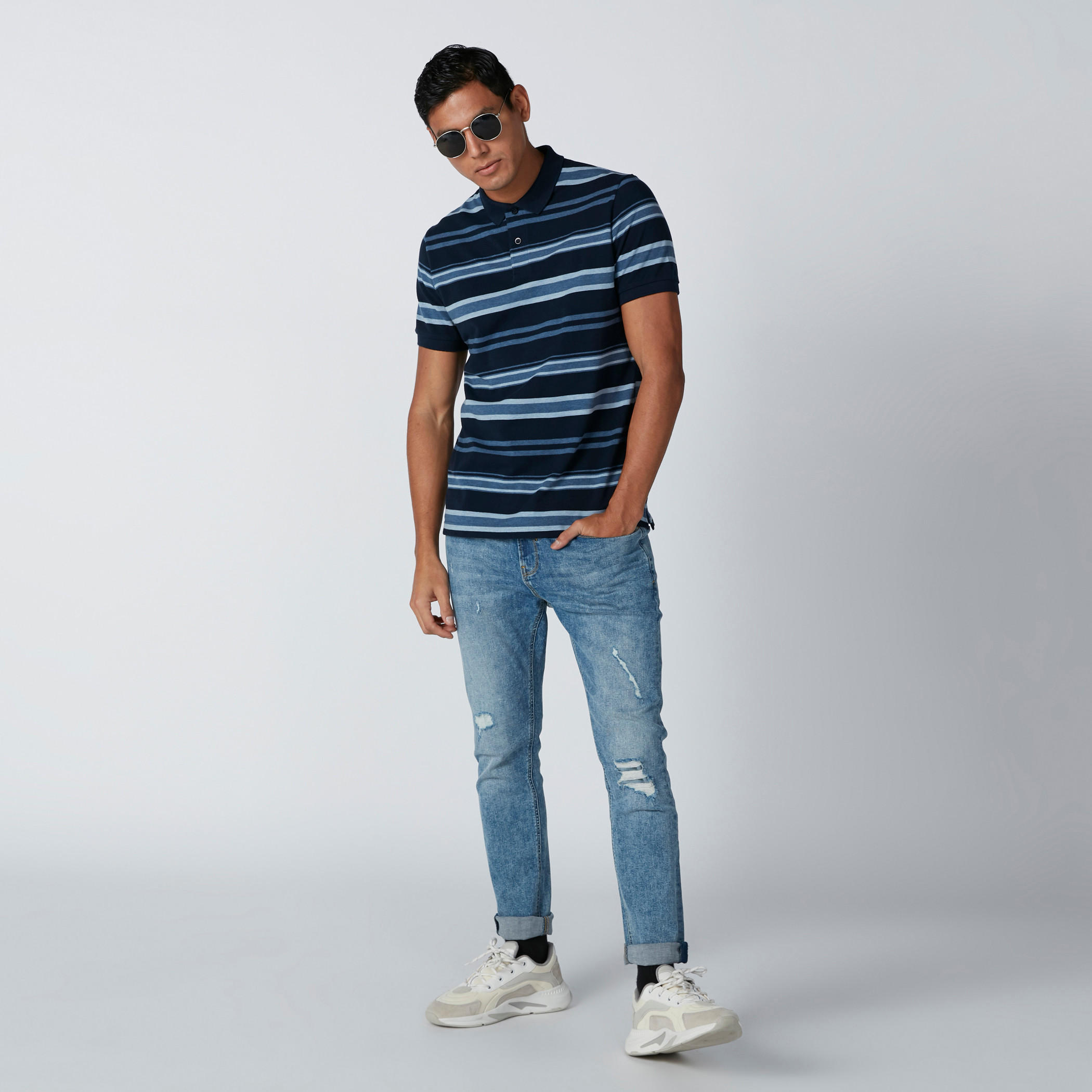 تيشيرت مقلّم بياقة بولو وأكمام قصيرة-men-clothing-tshirtsandpolos-polos-image-3