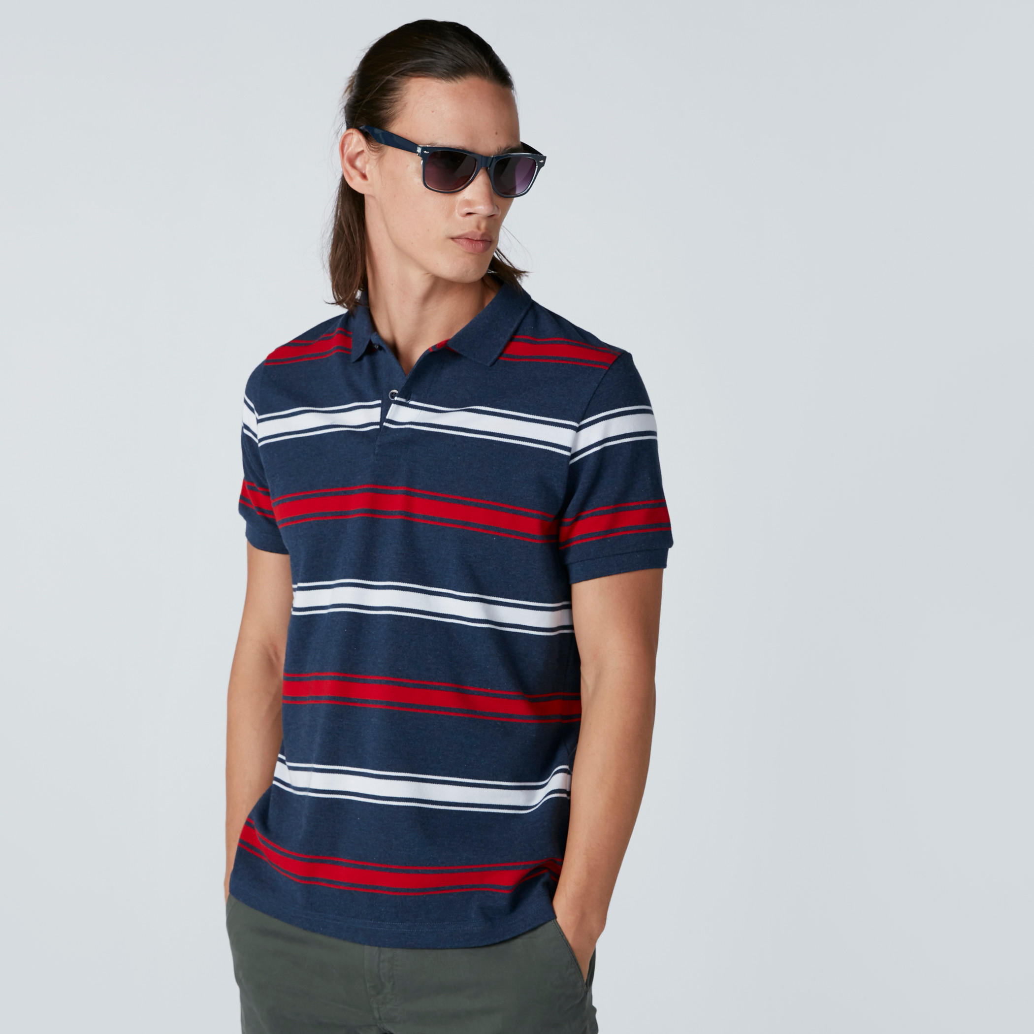 تيشيرت مقلّم بياقة بولو وأكمام قصيرة-men-clothing-tshirtsandpolos-polos-image-1