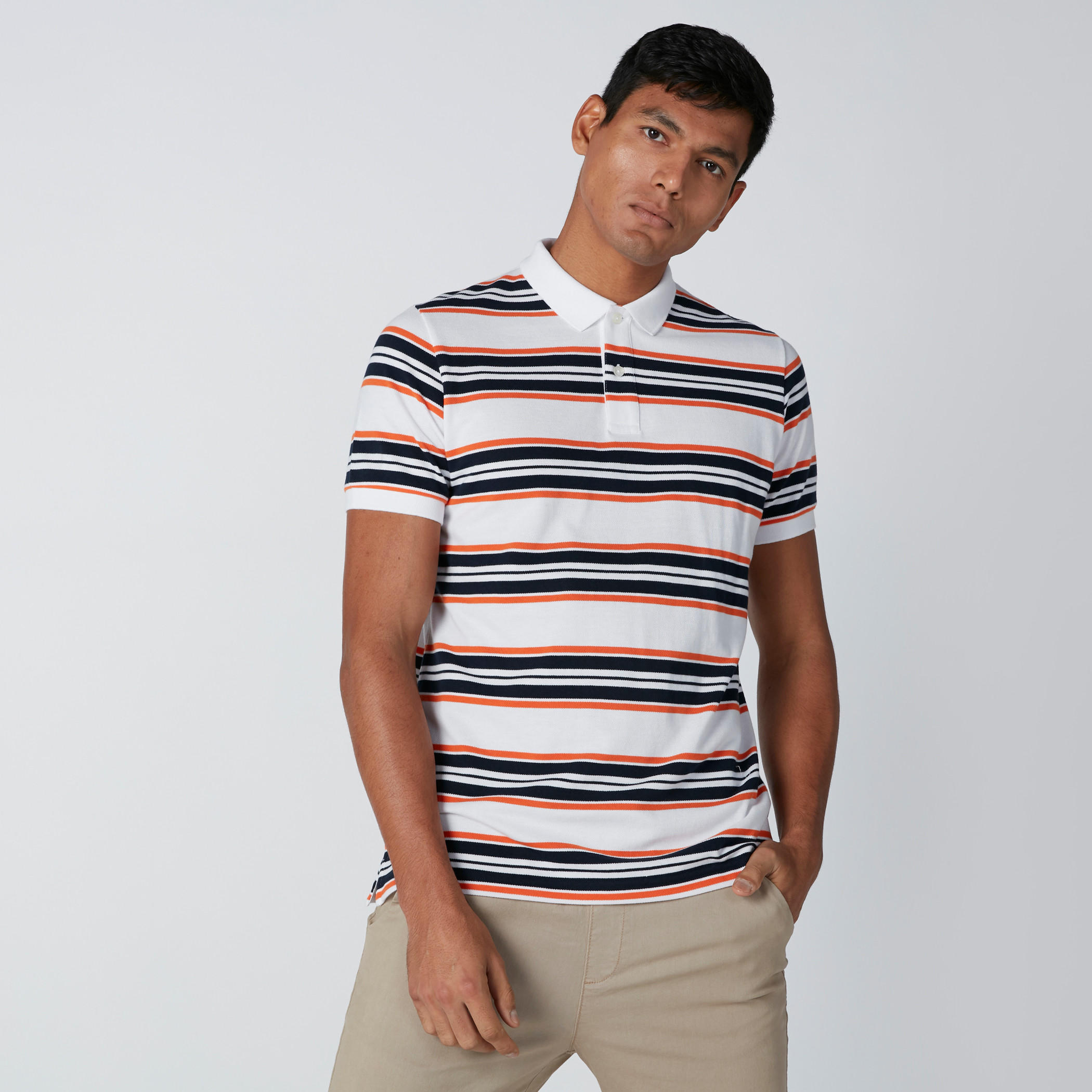 تيشيرت مقلّم بياقة بولو وأكمام قصيرة-men-clothing-tshirtsandpolos-polos-image-1
