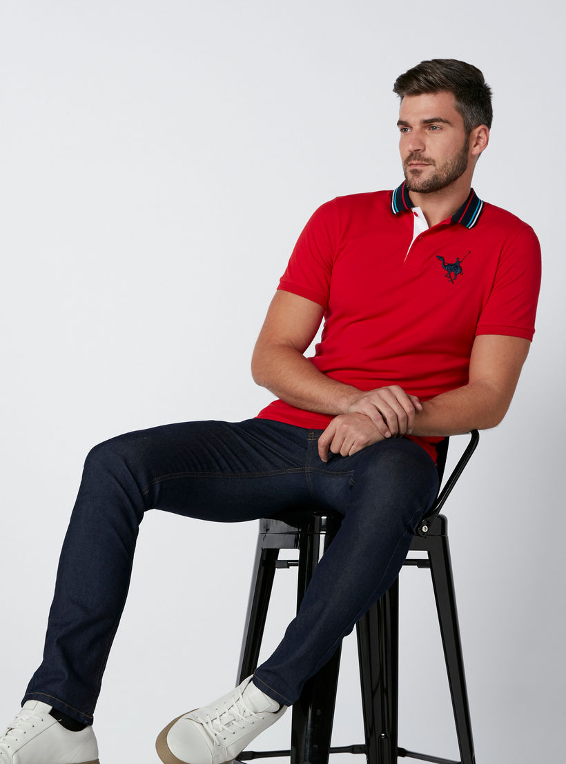 Polo Neck T-Shirt with Embroidered Detail and Tipped Collar-men-clothing-tshirtsandpolos-polos-image-2