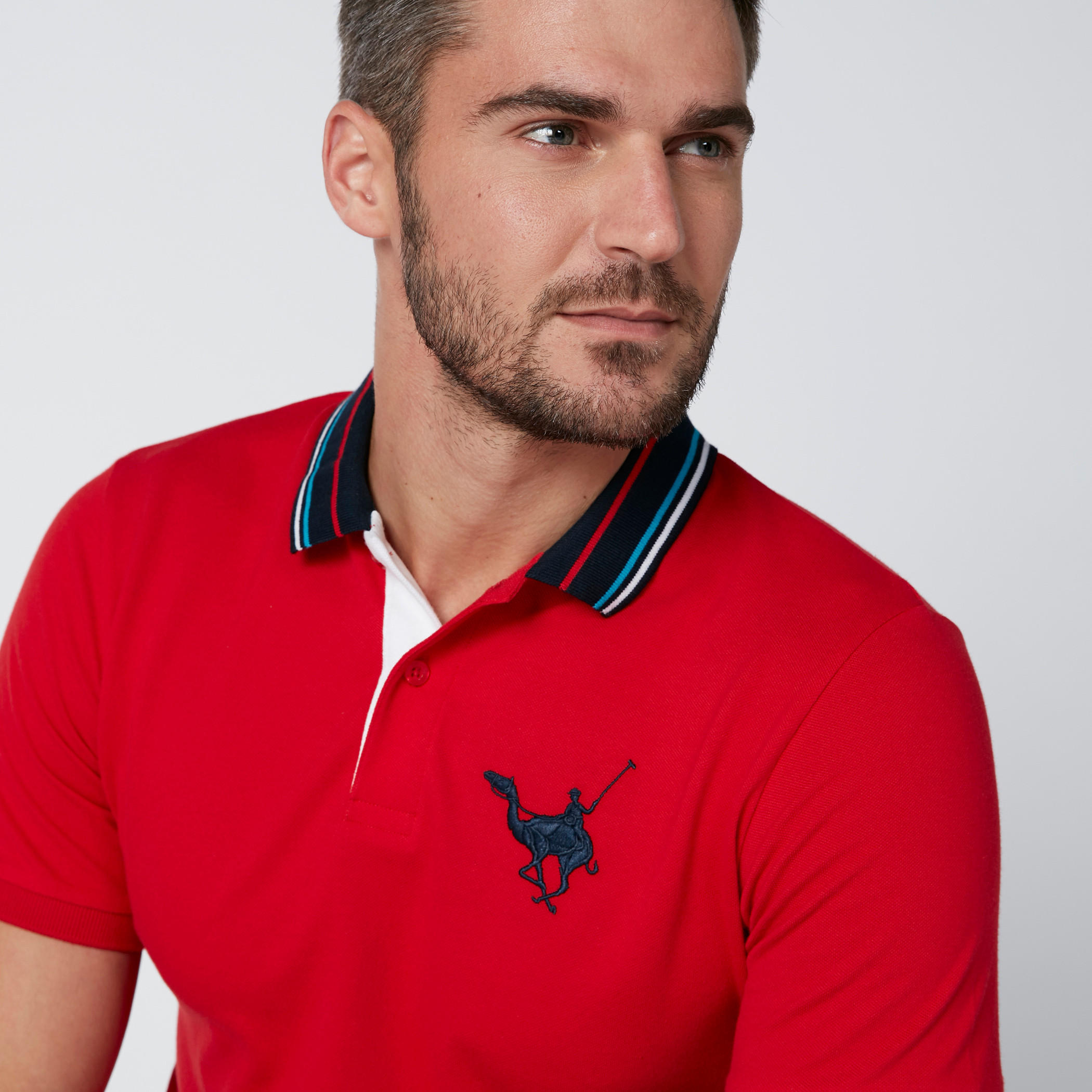 Polo Neck T-Shirt with Embroidered Detail and Tipped Collar-men-clothing-tshirtsandpolos-polos-image-4