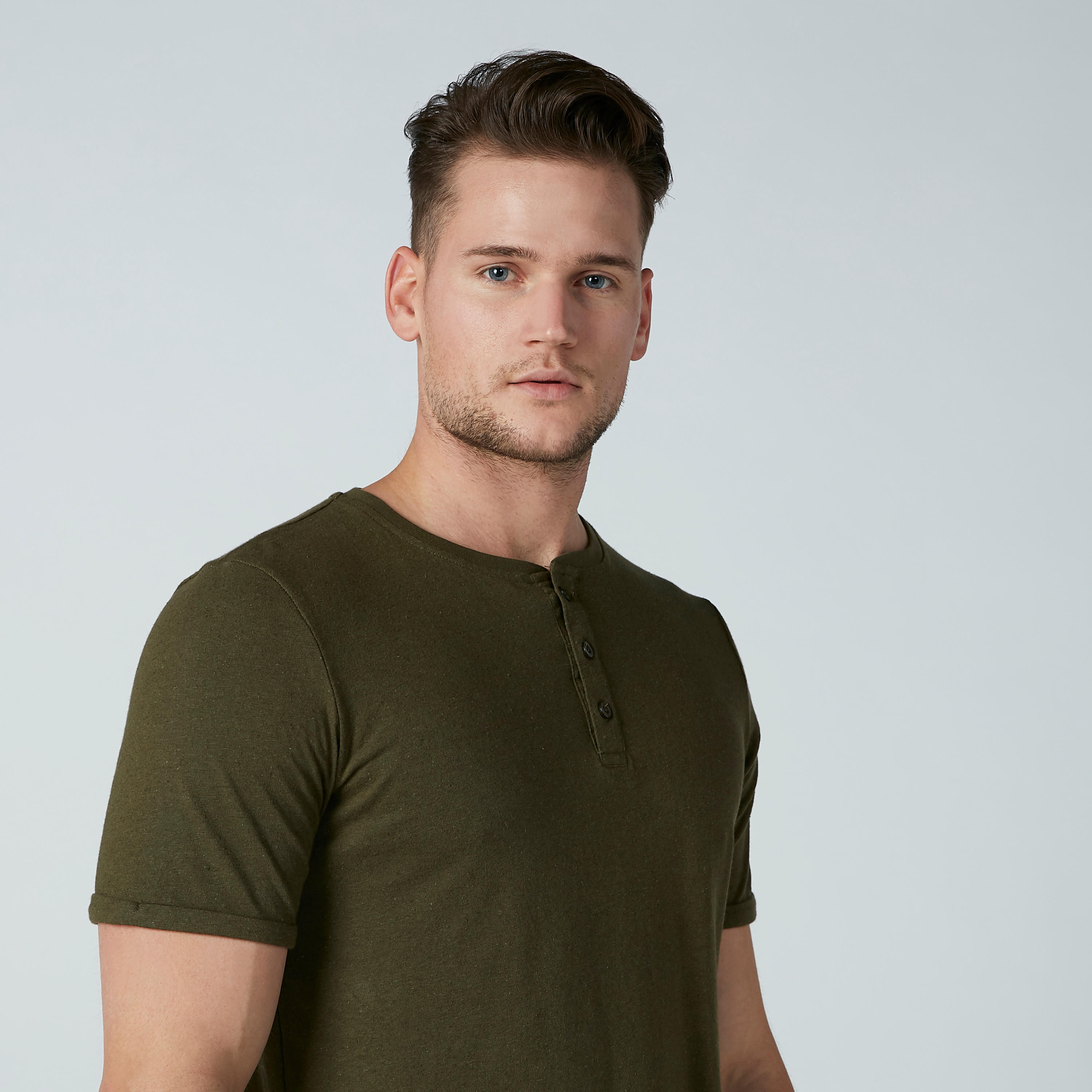 Solid T-Shirt with Henley Neck and Short Sleeves-men-clothing-tshirtsandpolos-tshirts-image-2