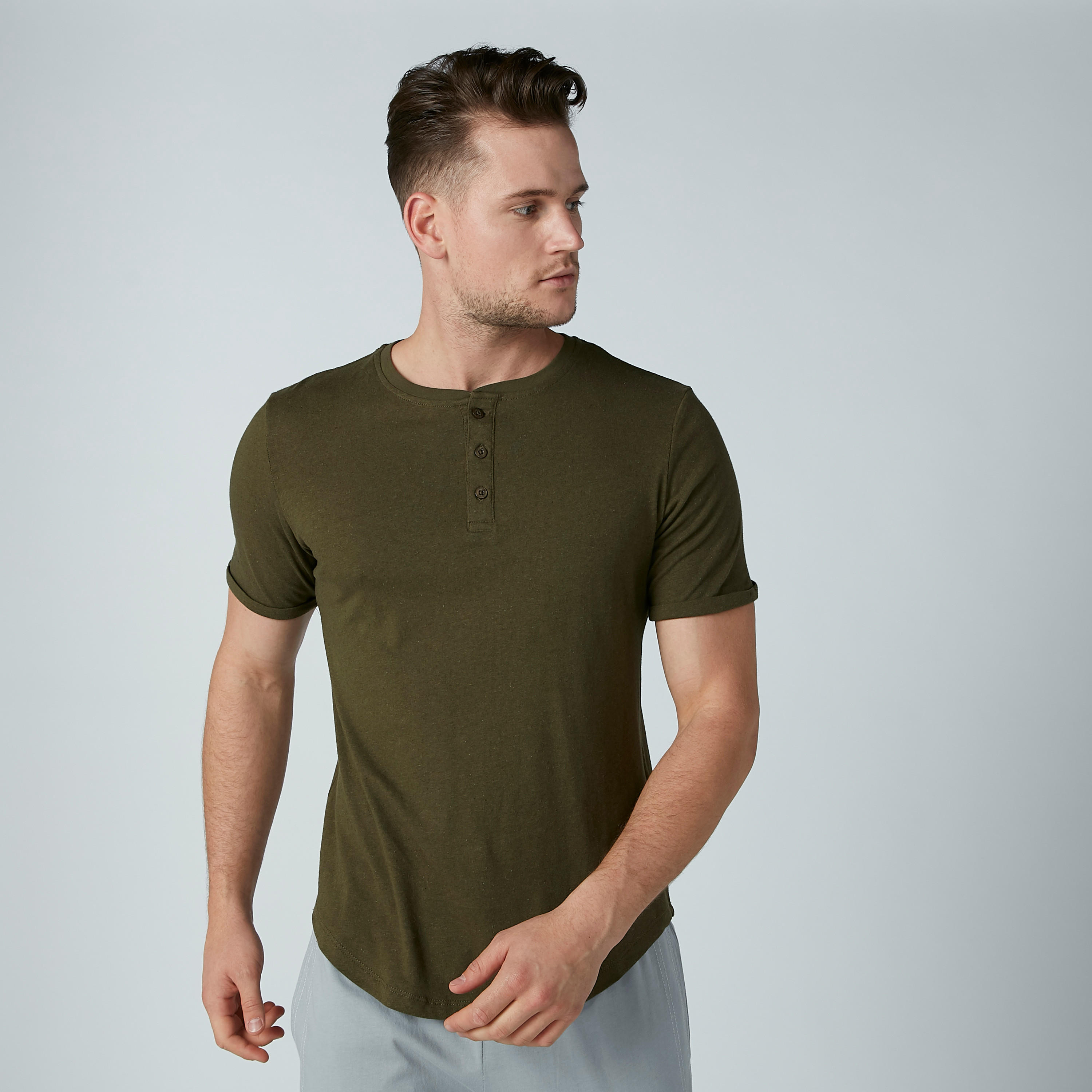Solid T-Shirt with Henley Neck and Short Sleeves-men-clothing-tshirtsandpolos-tshirts-image-4