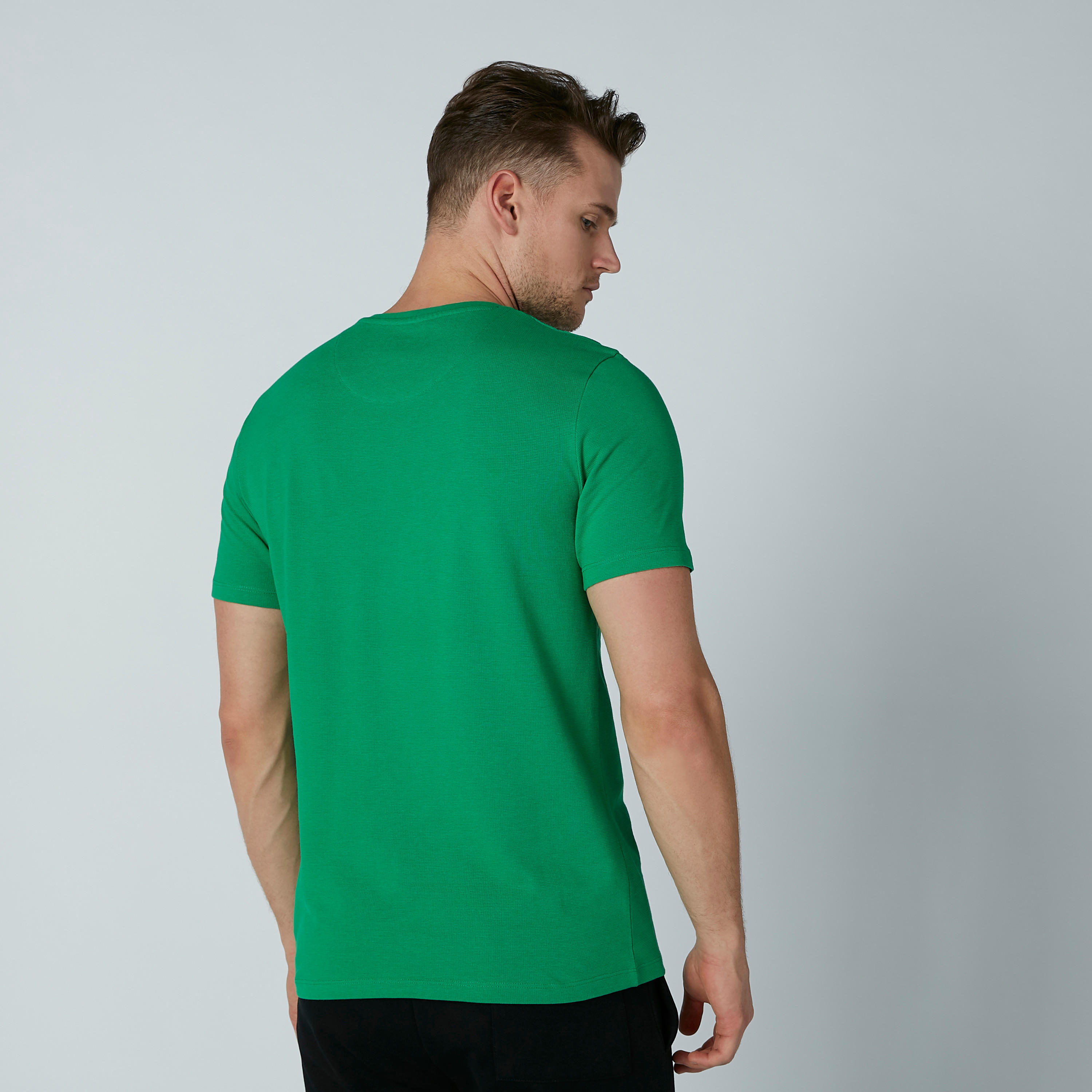 Plain T-Shirt with V-Neck and Short Sleeves-men-clothing-tshirtsandpolos-tshirts-image-3