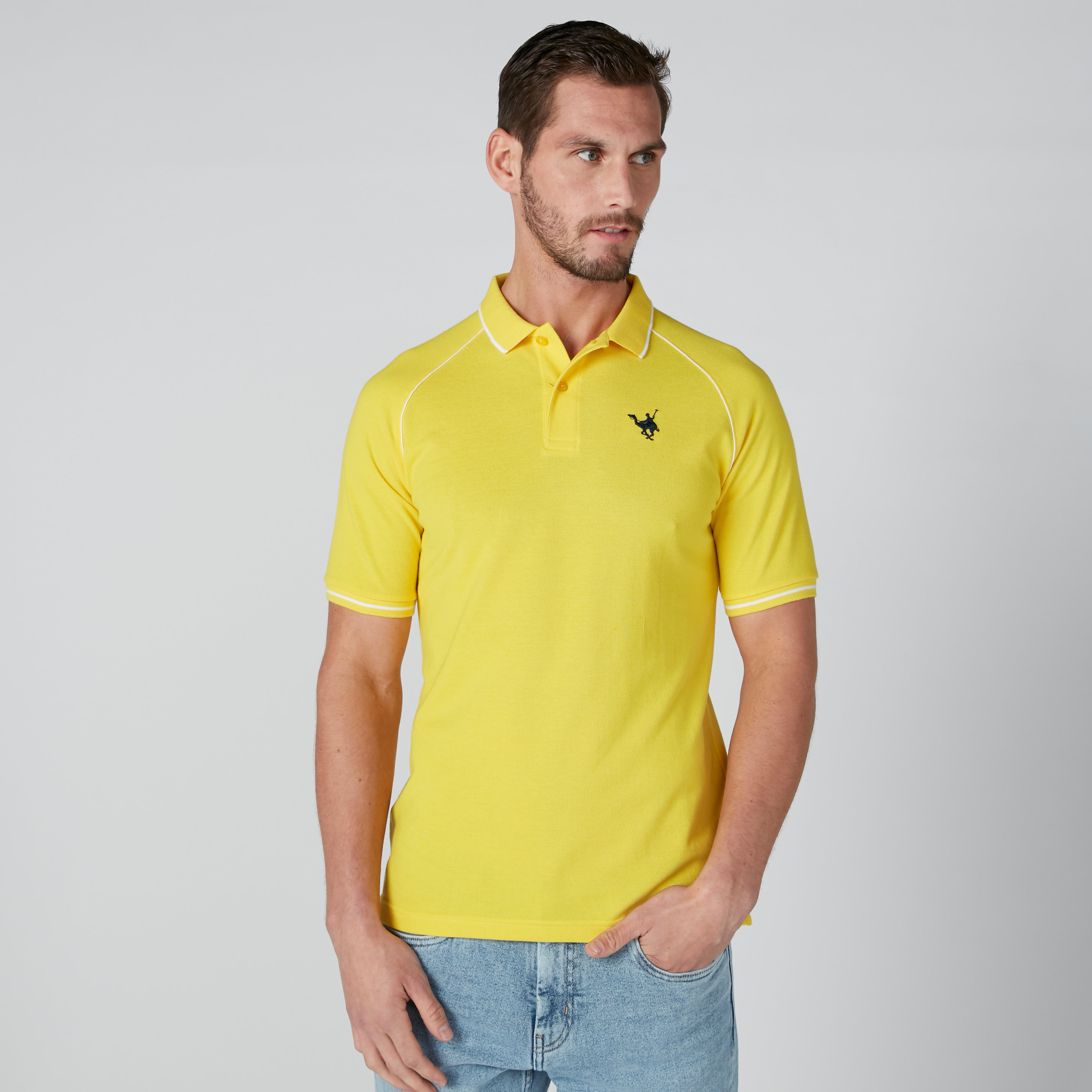 تيشيرت مستدام سليم فيت بياقة بولو وأكمام مغايرة-men-clothing-tshirtsandpolos-polos-image-2