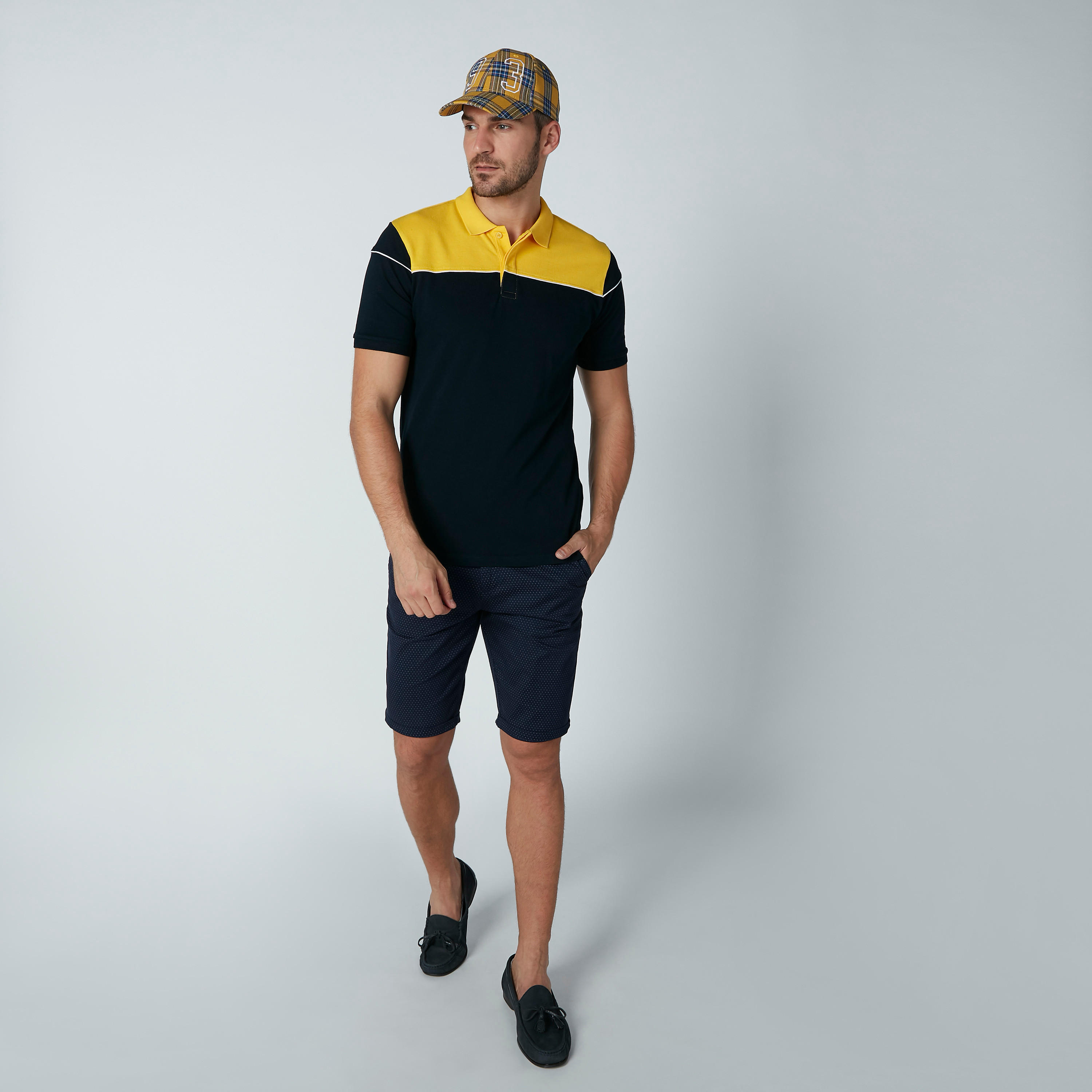 تيشيرت سادة بياقة فولت وأكمام قصيرة-men-clothing-tshirtsandpolos-polos-image-5