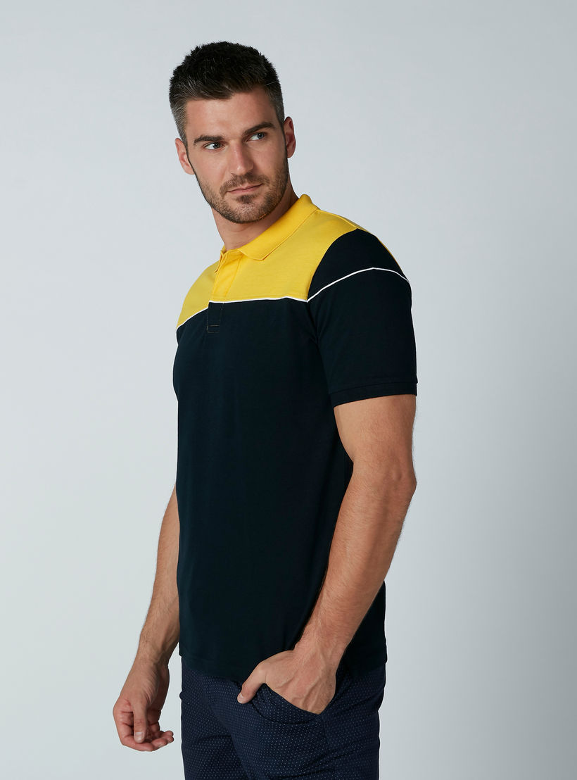 تيشيرت سادة بياقة فولت وأكمام قصيرة-men-clothing-tshirtsandpolos-polos-image-4
