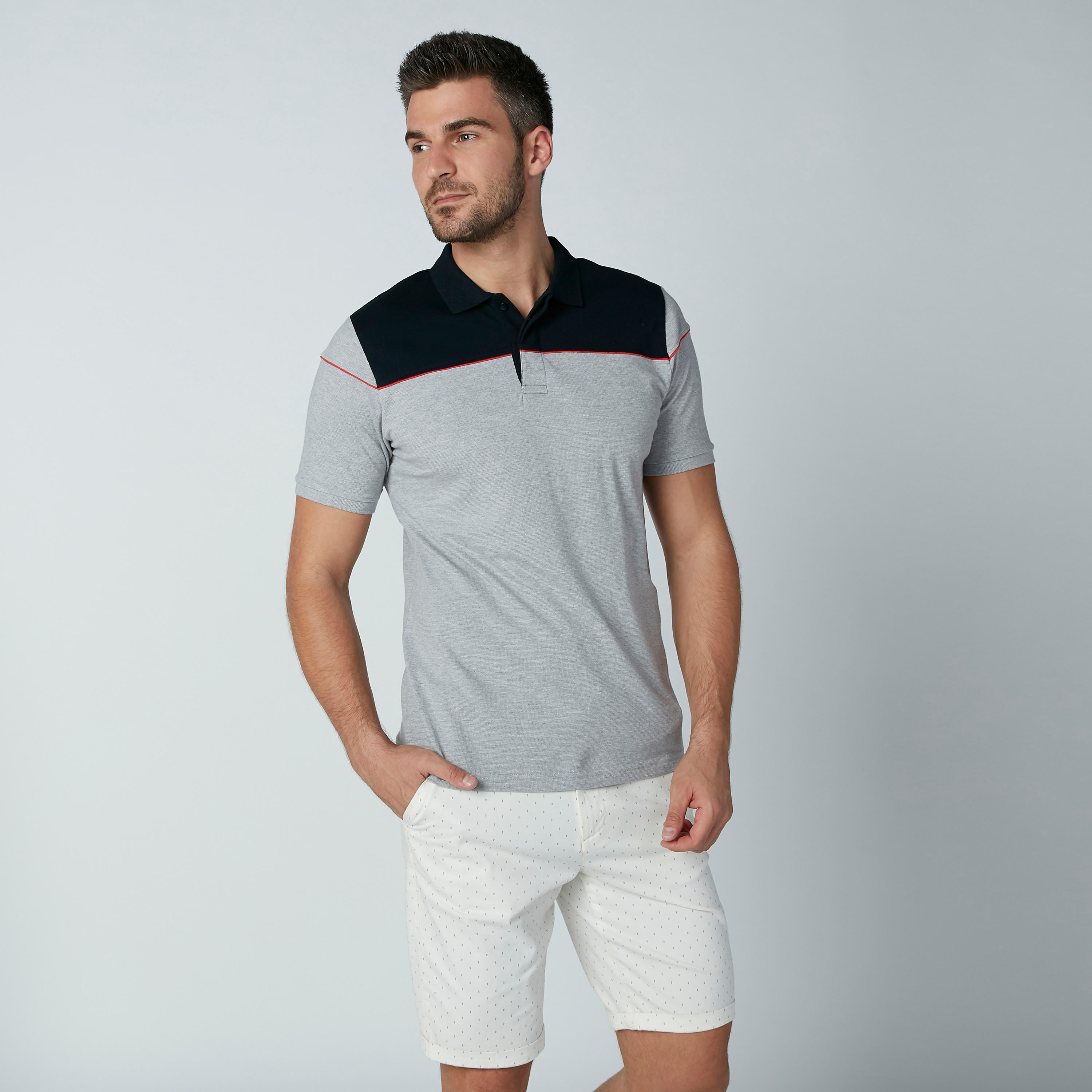 تيشيرت بياقة بولو وأكمام قصيرة ودرزات-men-clothing-tshirtsandpolos-polos-image-1