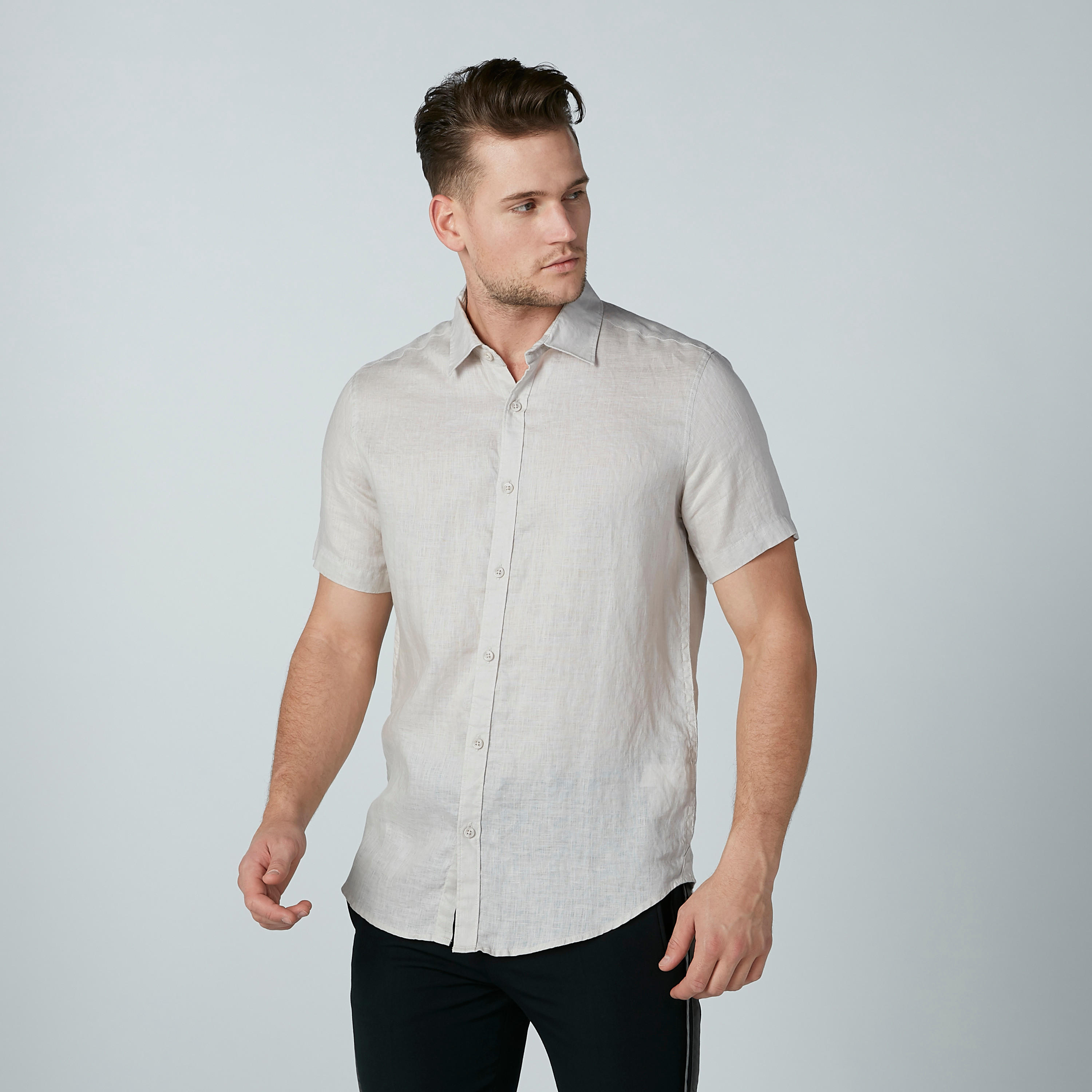 Solid Shirt with Spread Collar and Complete Placket-men-clothing-shirts-image-1