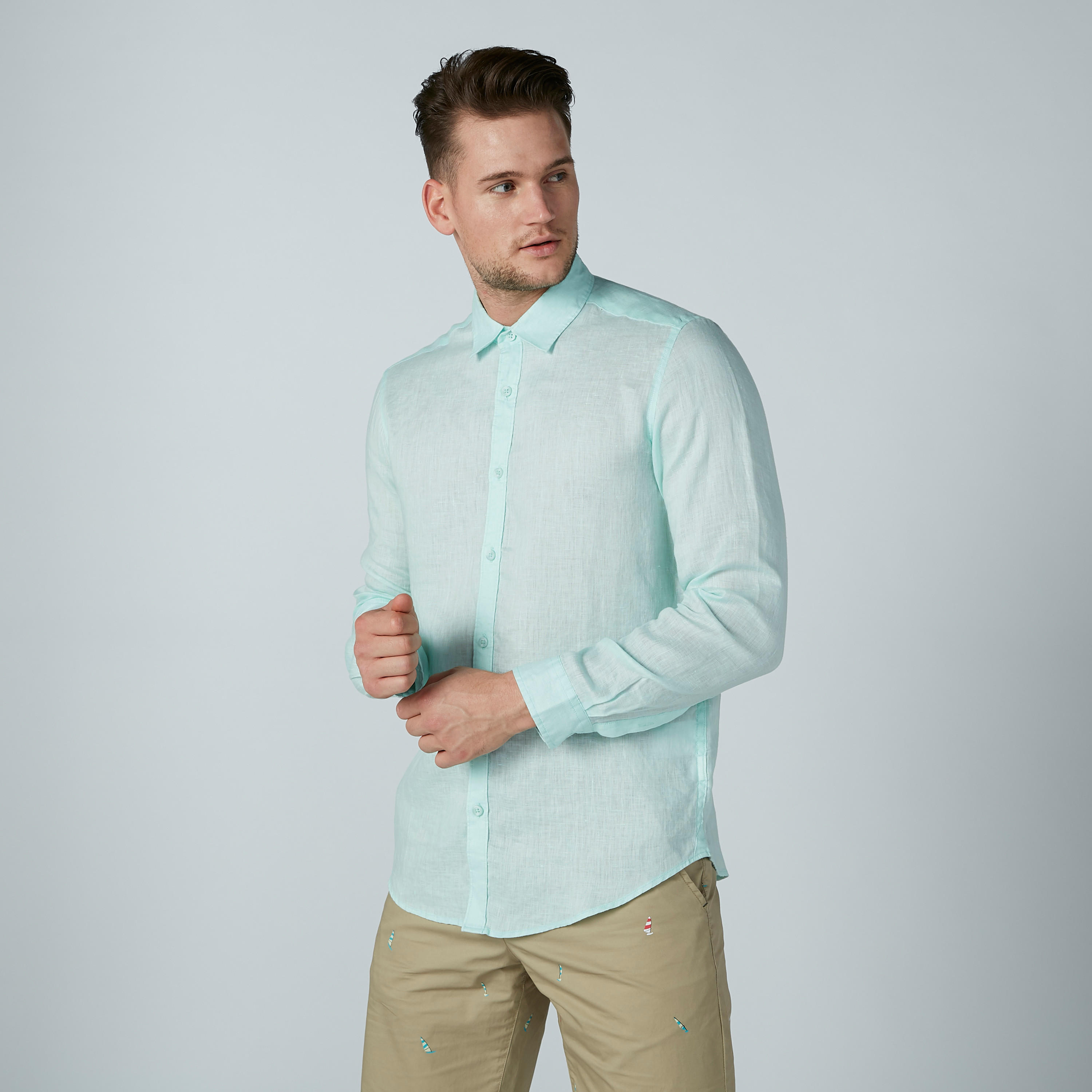 Solid Shirt with Long Sleeves and Complete Placket-men-clothing-shirts-image-1