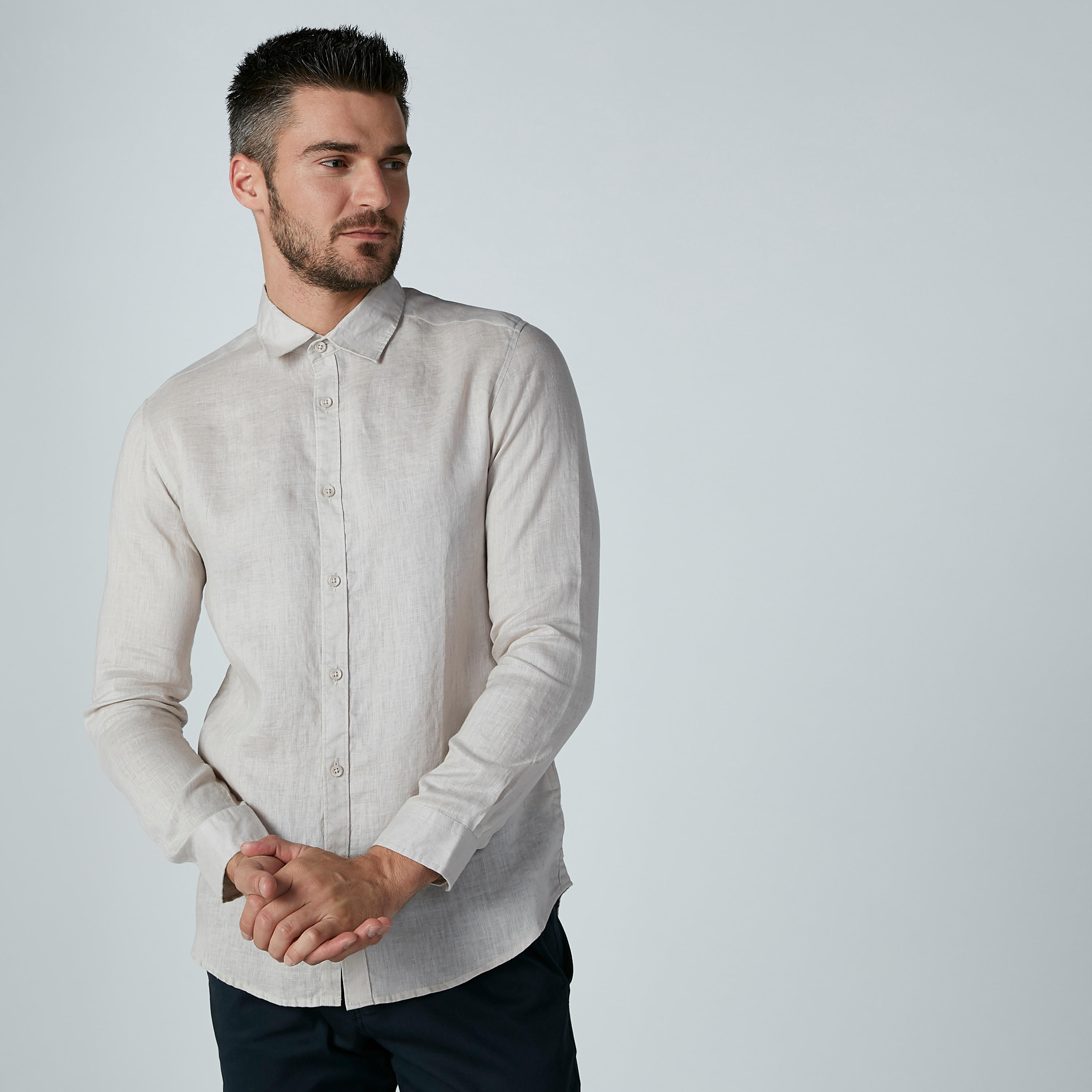 قميص سادة بأكمام طويلة وأزرار-men-clothing-shirts-image-2