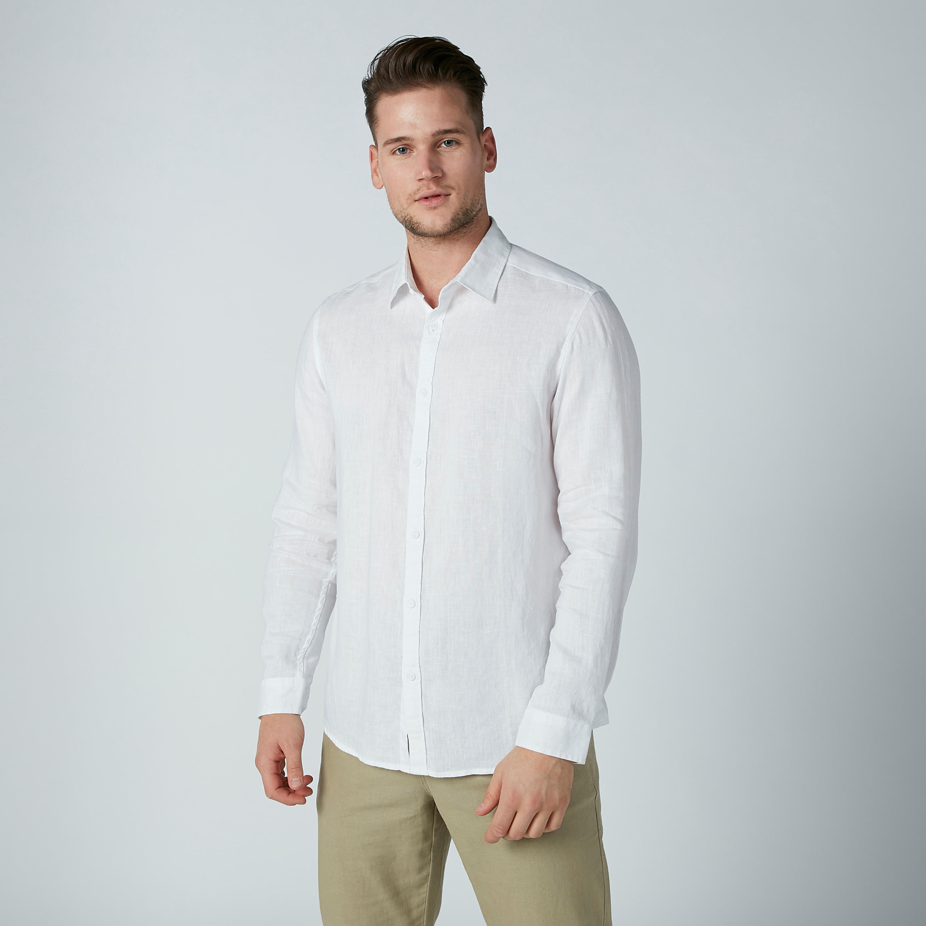 Solid Shirt with Long Sleeves and Spread Collar-men-clothing-shirts-image-1