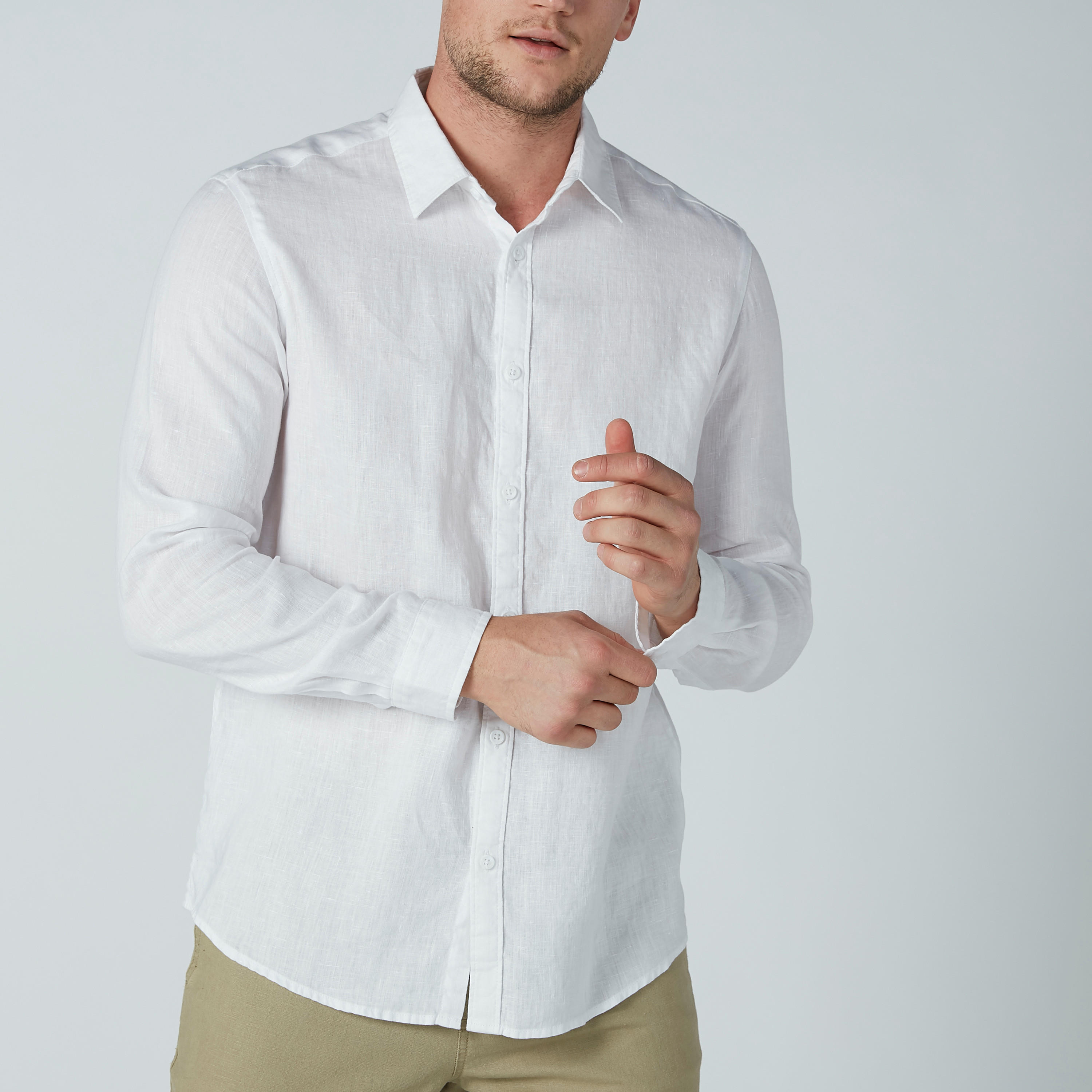 Solid Shirt with Long Sleeves and Spread Collar-men-clothing-shirts-image-2
