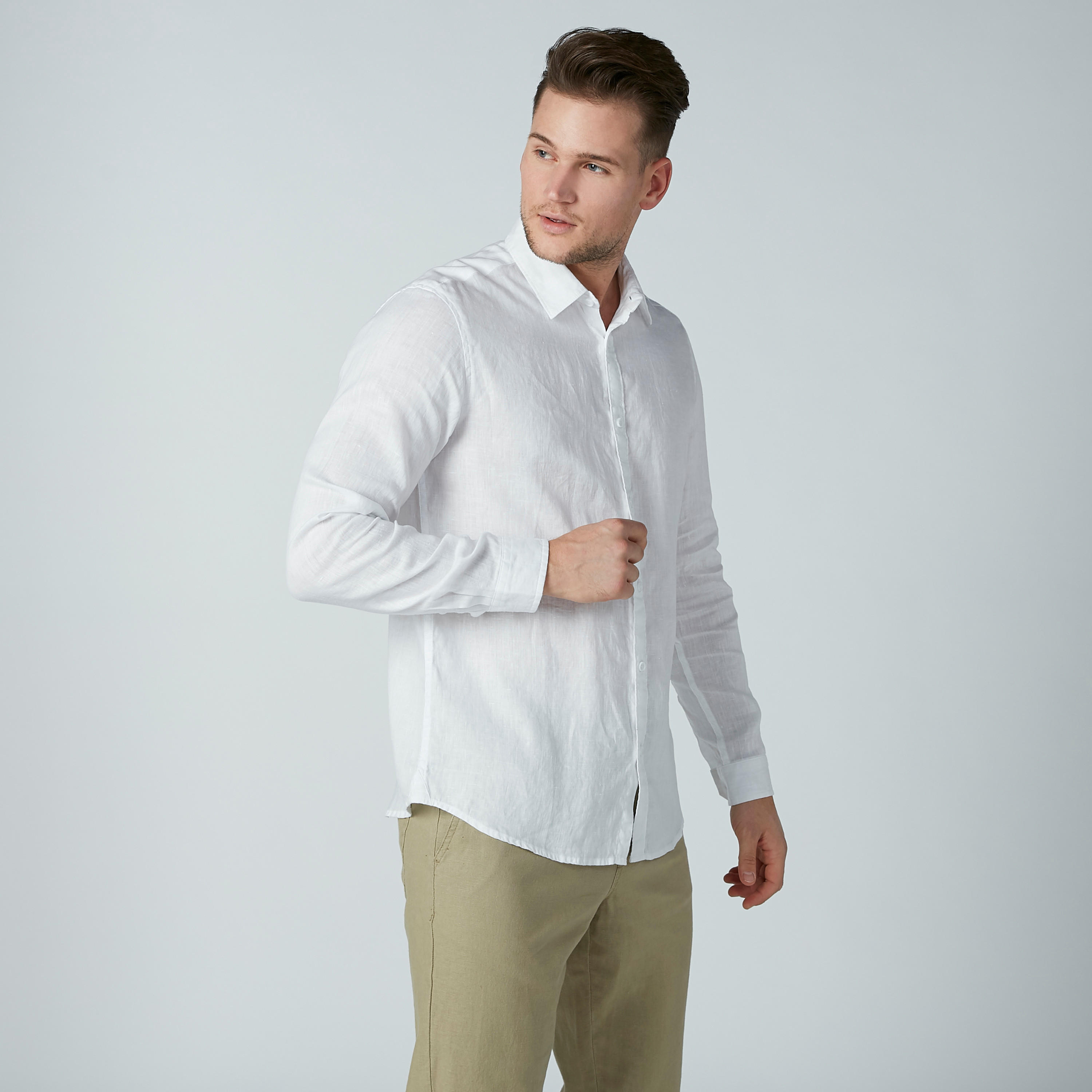 Solid Shirt with Long Sleeves and Spread Collar-men-clothing-shirts-image-3