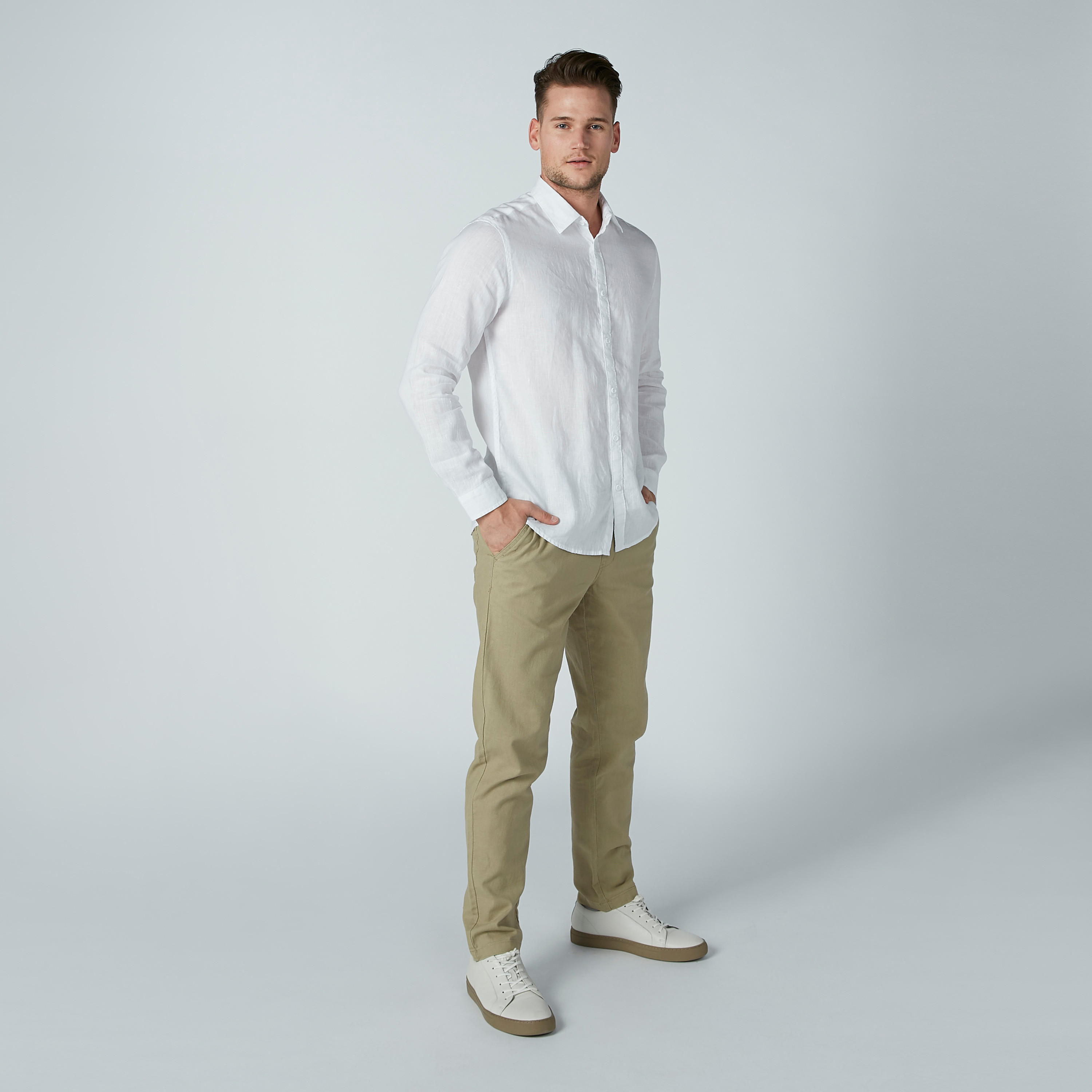 Solid Shirt with Long Sleeves and Spread Collar-men-clothing-shirts-image-5
