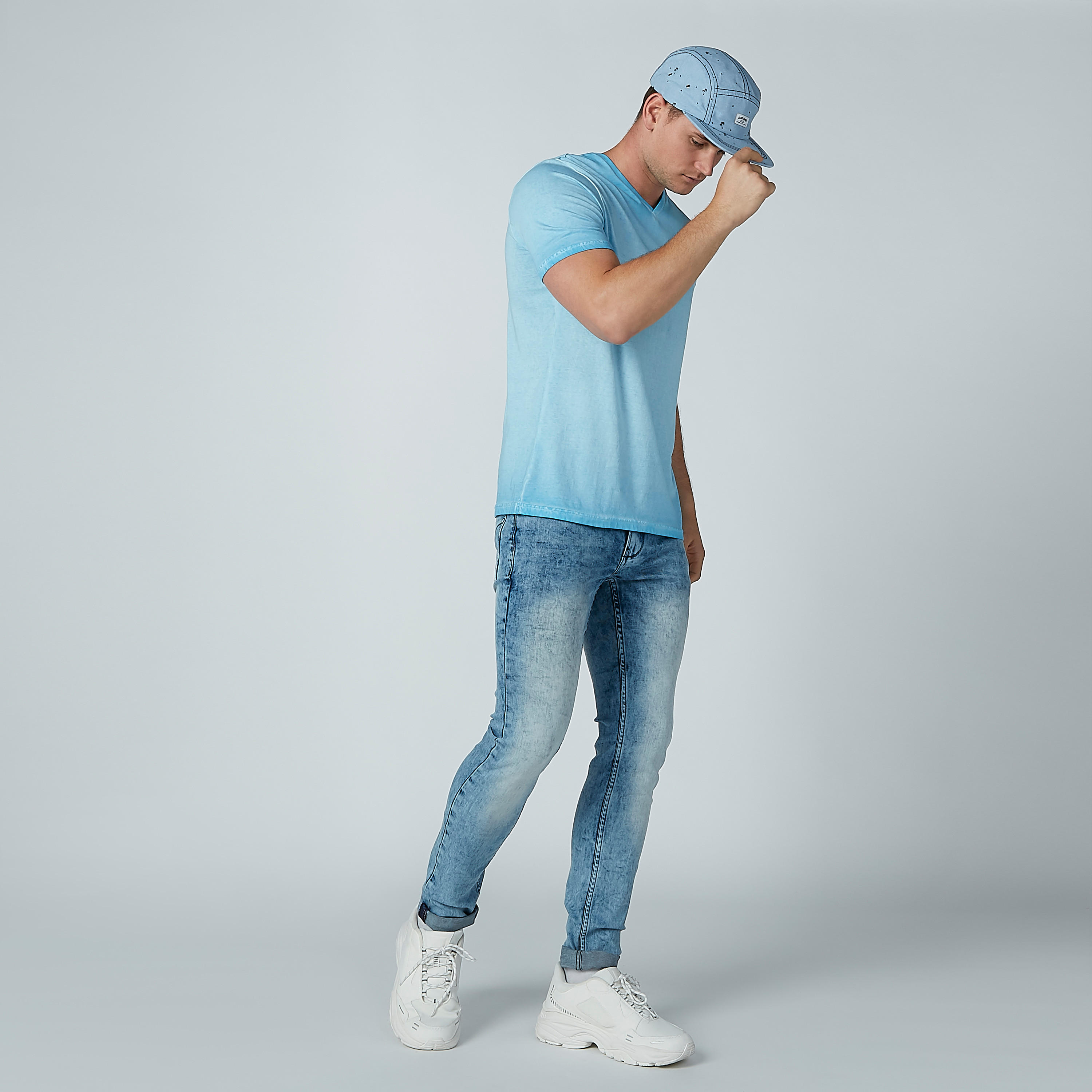 Plain V-neck T-shirt with Short Sleeves-men-clothing-tshirtsandpolos-tshirts-image-1